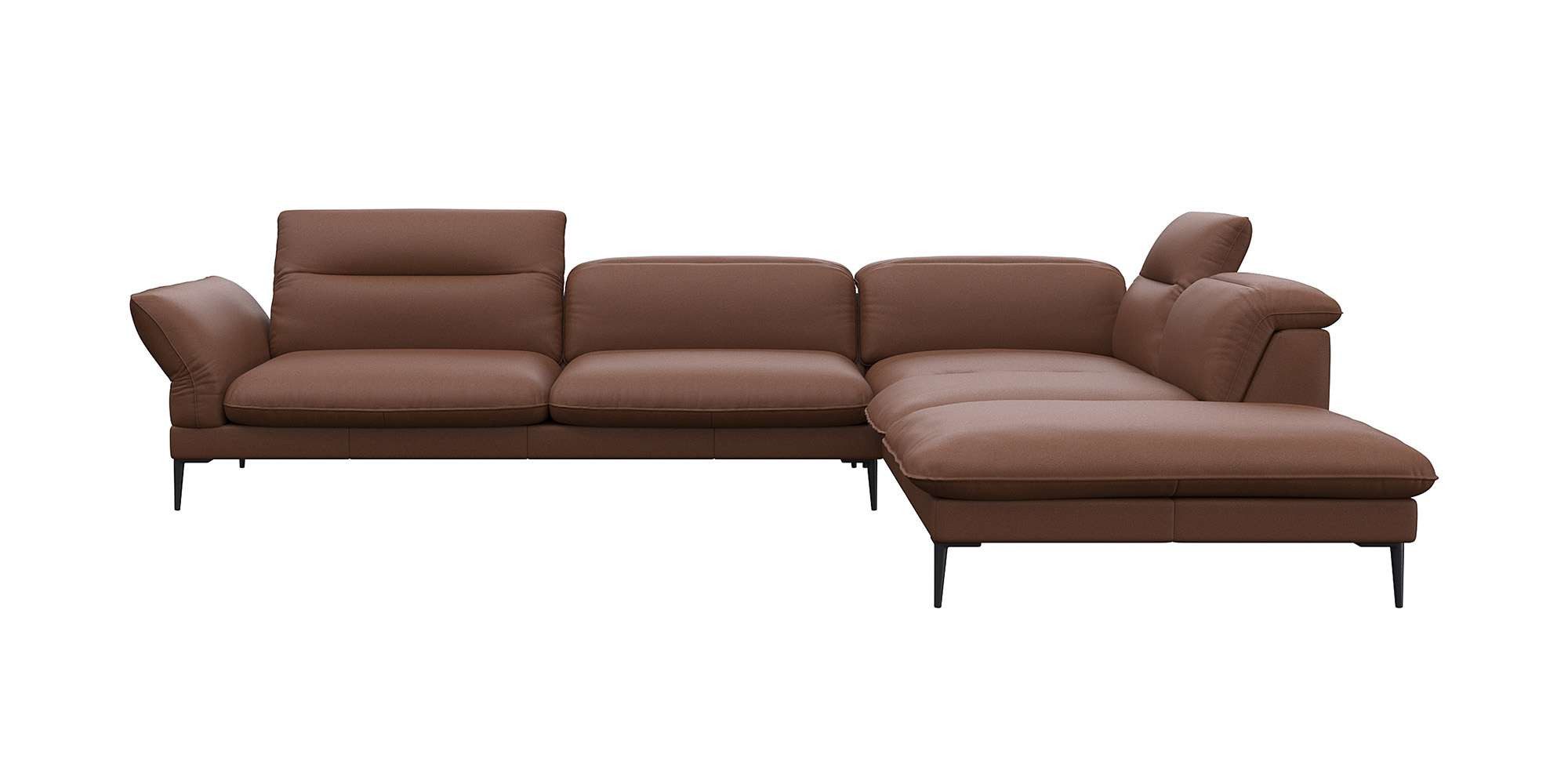 FLEXLUX Ecksofa Salino, Funktionssofa mit Ottomane, Relaxsofa, Ecksofa, Sofa mit Arm- und Kopfteil-Verstellungen, Kaltschaum & Stahl-Wellen