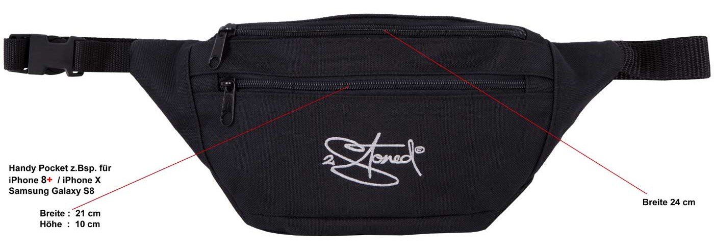 2Stoned Bauchtasche Reise-Hüfttasche Travel mit Stick für Erwachsene und Teenager, Größe XL, 33 cm breit und 14 cm hoch