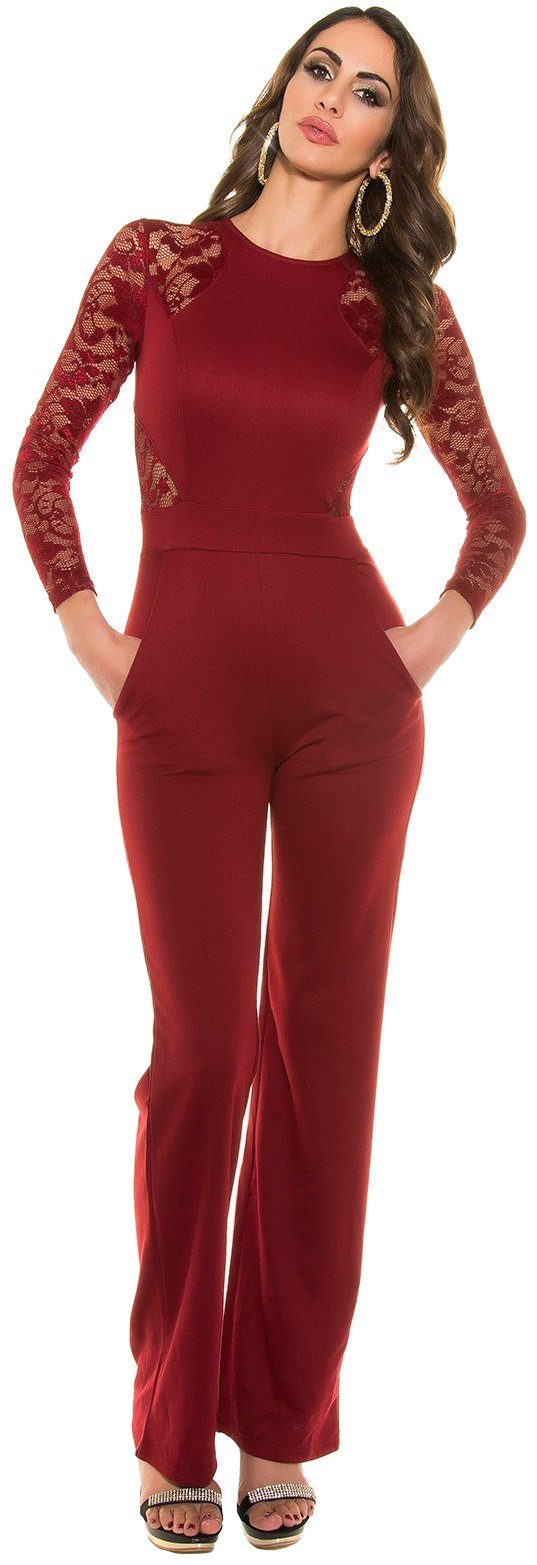 Koucla Overall Langarm-Jumpsuit mit Spitze, Abendmode günstig online kaufen