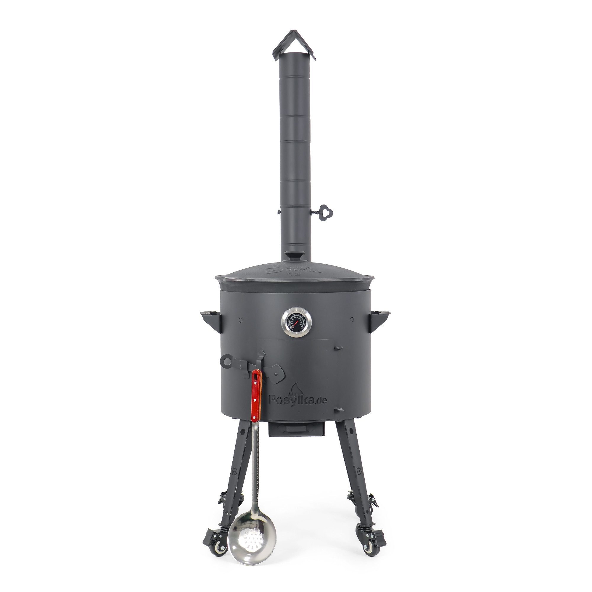 Posylka.de Feuerstelle Gulaschkanone Ø 40 cm Kasan 12 L rund Schaumlöffel 48 cm Rollen, (9-St)
