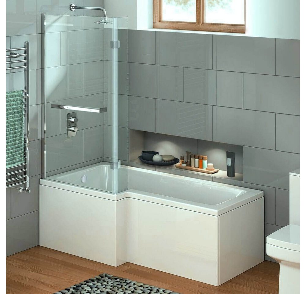 Thumbnail - HOME DELUXE Badewanne ELARA, 170 x 85 x 53 Badewanne mit Dusche, inkl. Duschabtrennung & Zubehör