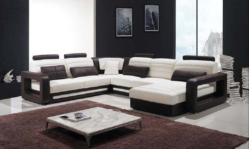JVmoebel Ecksofa, U Form Sofa Couch Polster Garnitur Wohnlandschaft Design Ecksofa Beige/Braun