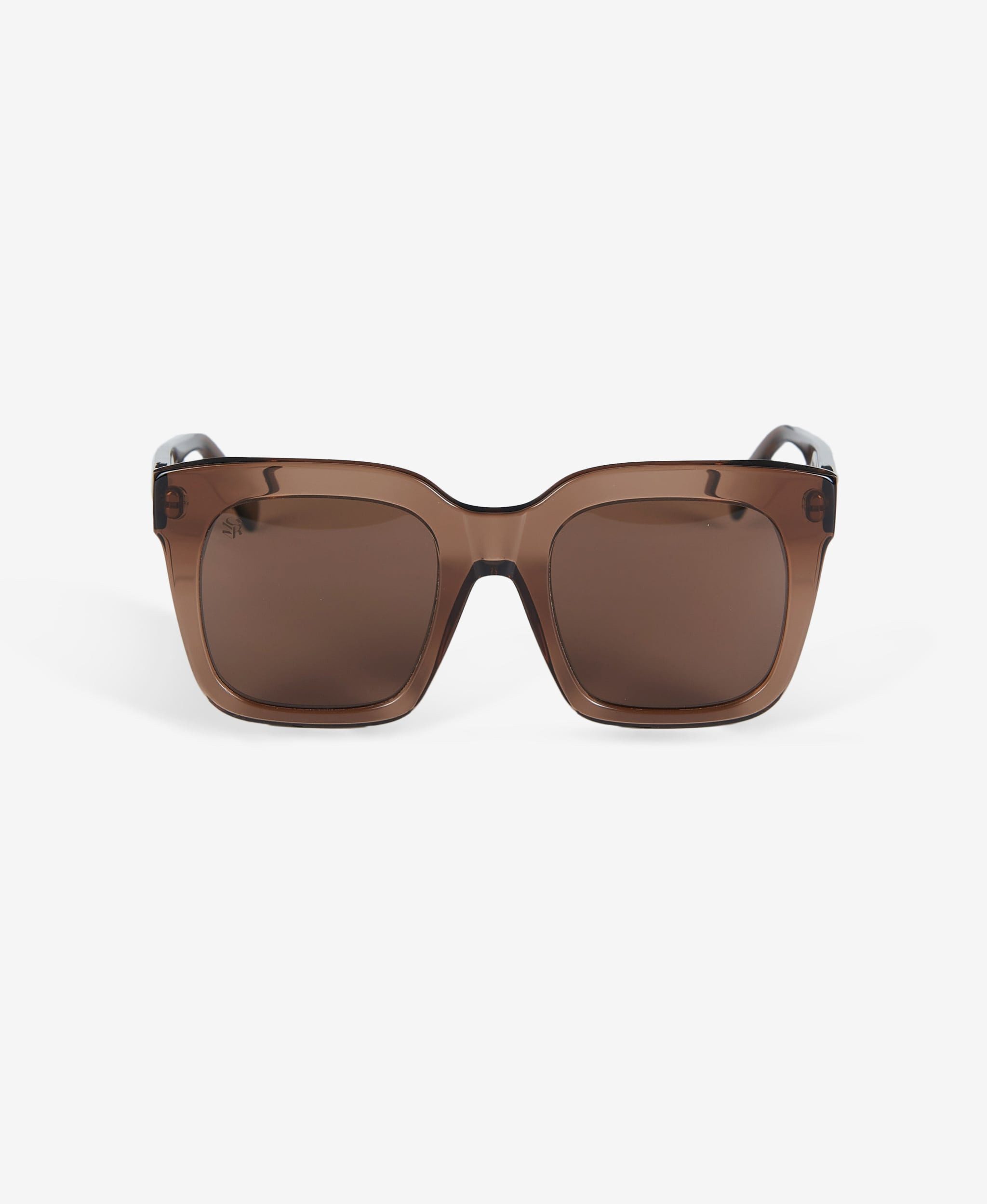 GLAMIRA Sonnenbrille Glänzend Braune Übergroße Damensonnenbrille (1-St) mit polarisierten Linsen