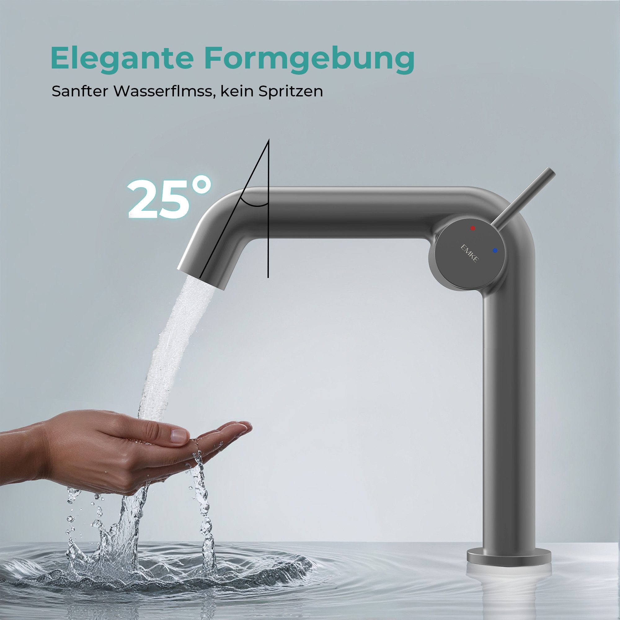 EMKE Waschtischarmatur Wasserhahn Bad mit Luftsprudler Küchenarmatur Mischbatterie-Armatur (Badezimmer armaturen, Waschbeckenhahn, Schwarz)