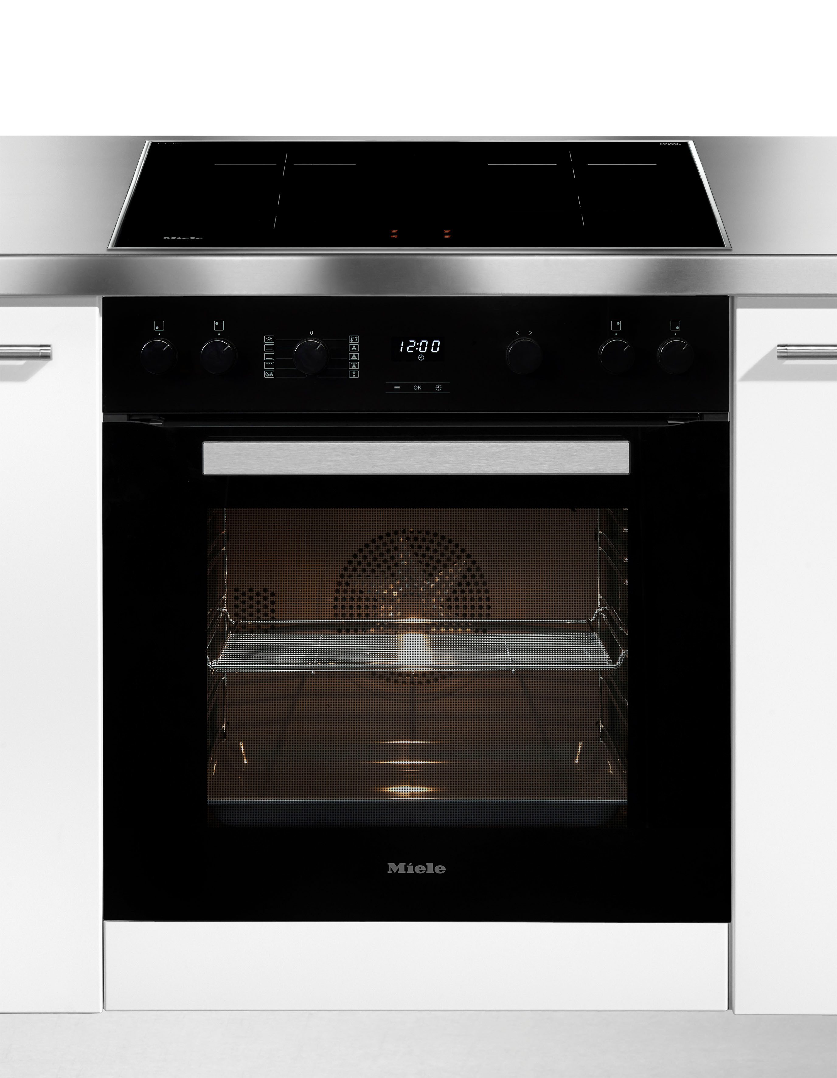 Miele Induktions Herd-Set H 2455 I ACTIVE mit KM 7061 FR, Herd-Set - Kombination aus Herd und Induktionskochfeld
