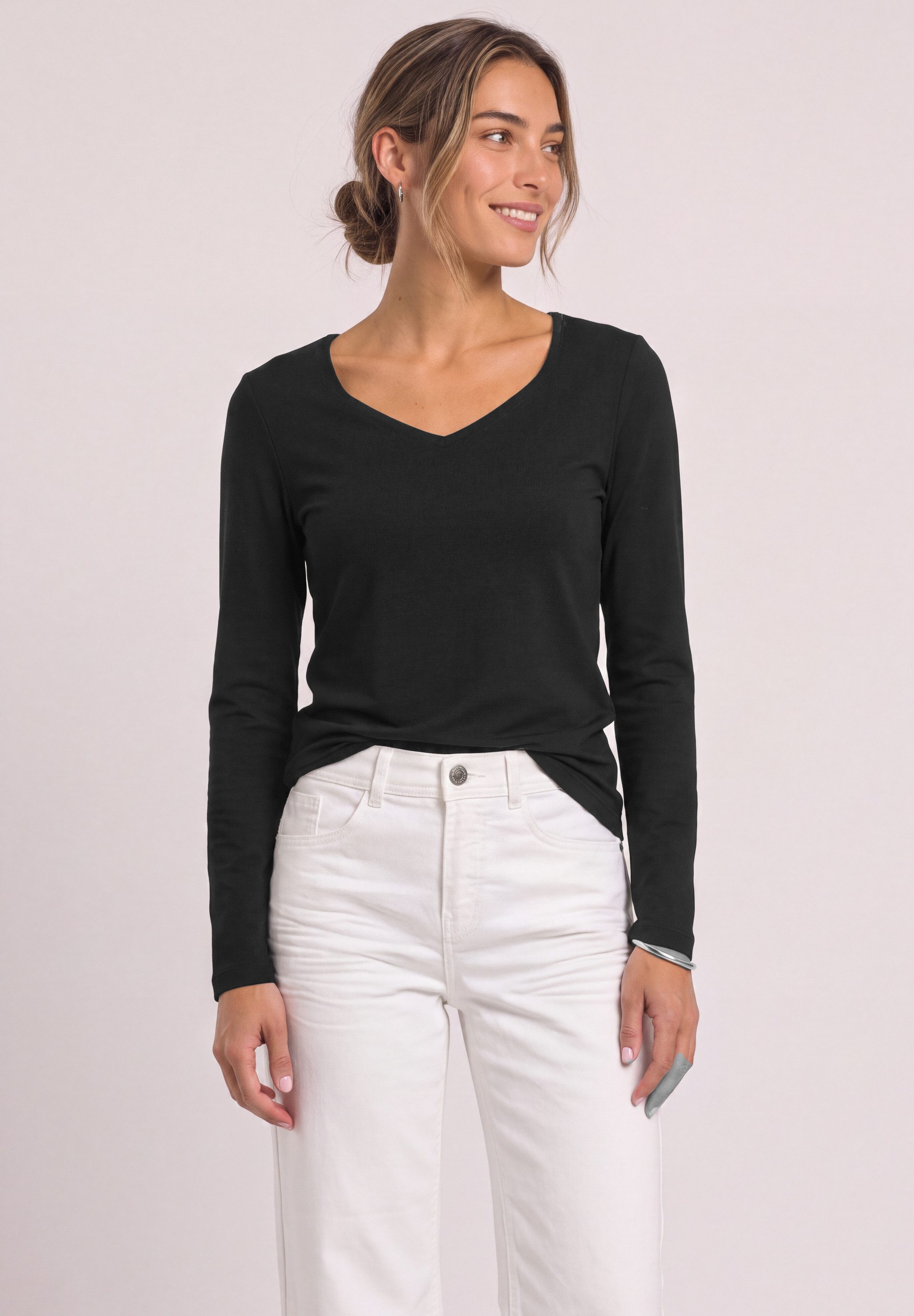 STREET ONE Langarmshirt in Unifarbe