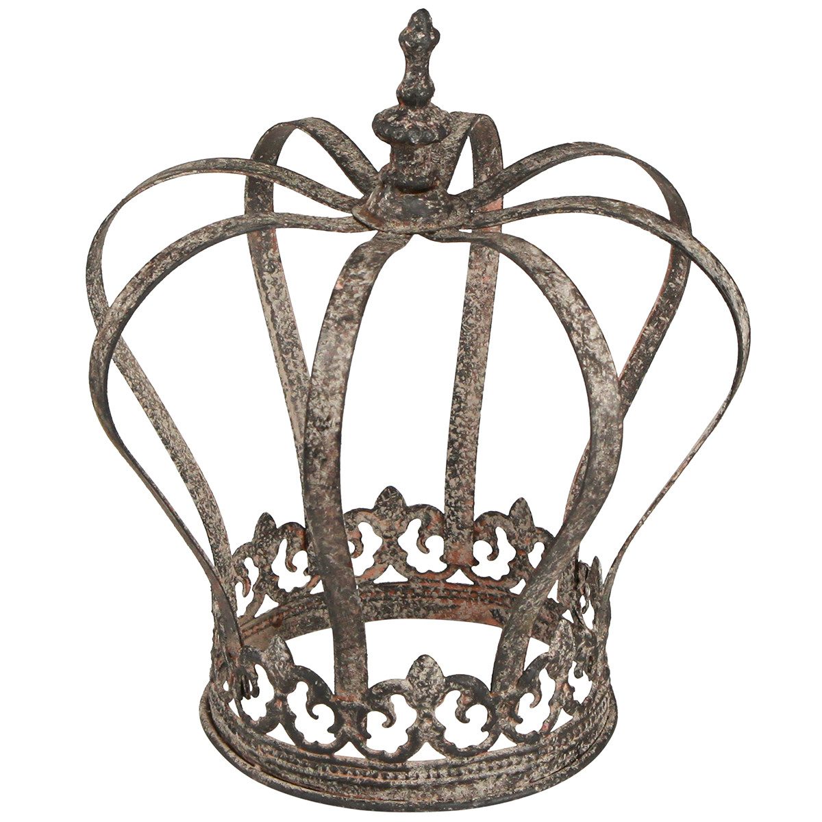 Posiwio Gartenfigur Deko Krone Antik Optik Rost-Design Metall Ø19,5cm H22cm, 2 Stück