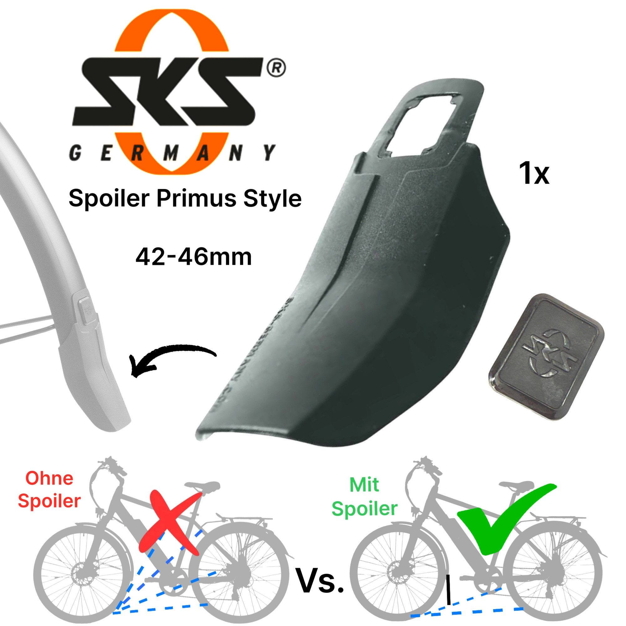 SKS Fahrrad-Montageständer SKS Spoiler Bluemels Prismus Fahrrad Schutzblech Verlängerung 42-46mm