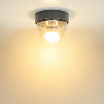 Licht-Erlebnisse Deckenleuchte MAIRA, ohne Leuchtmittel, Deckenlampe mit Bewegungsmelder IP44 rund Ø18cm Grau E27 Badlampe
