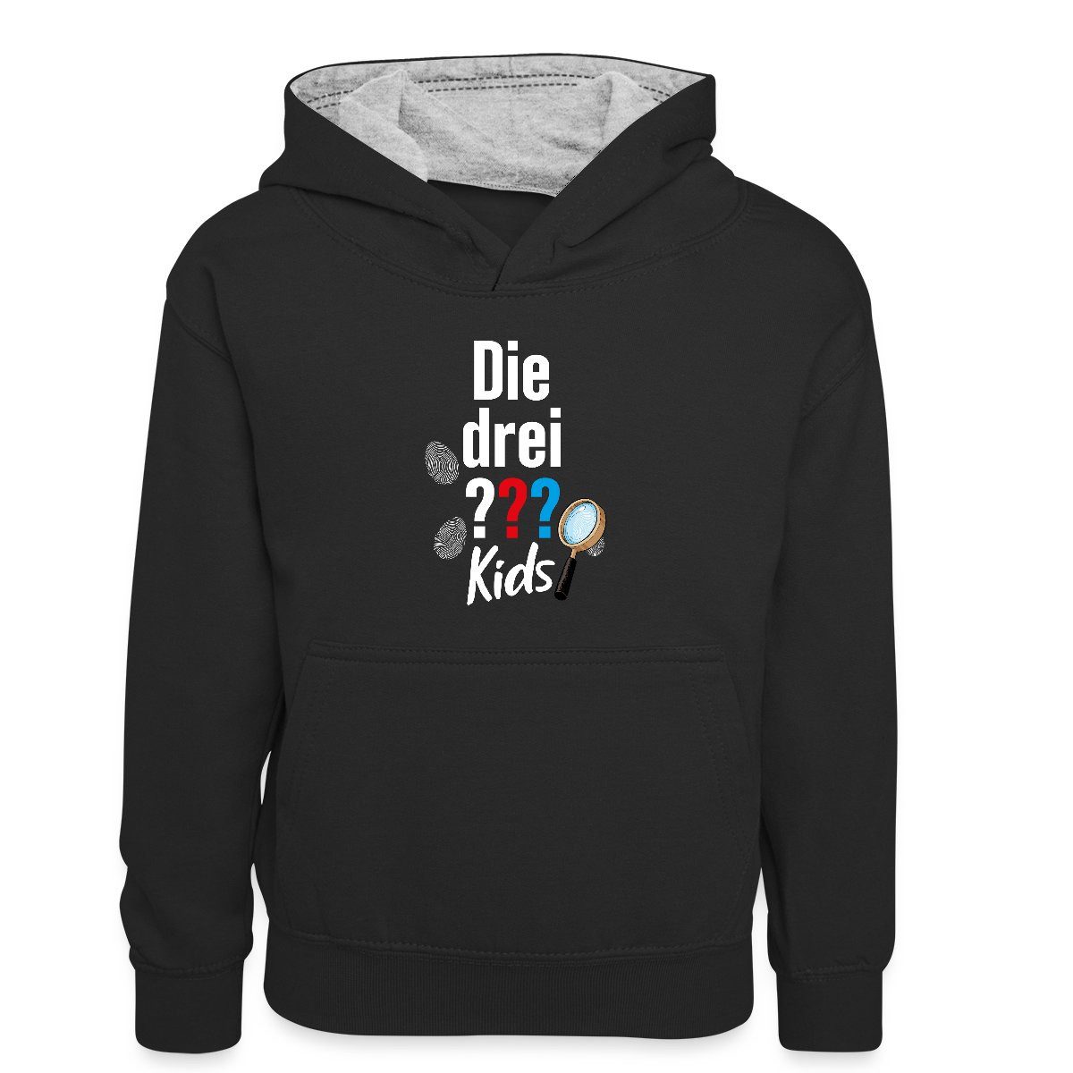 Hoodie Die Drei Fragezeichen Kids Logo und Gadgets Kinder Kontrast-Hoodie