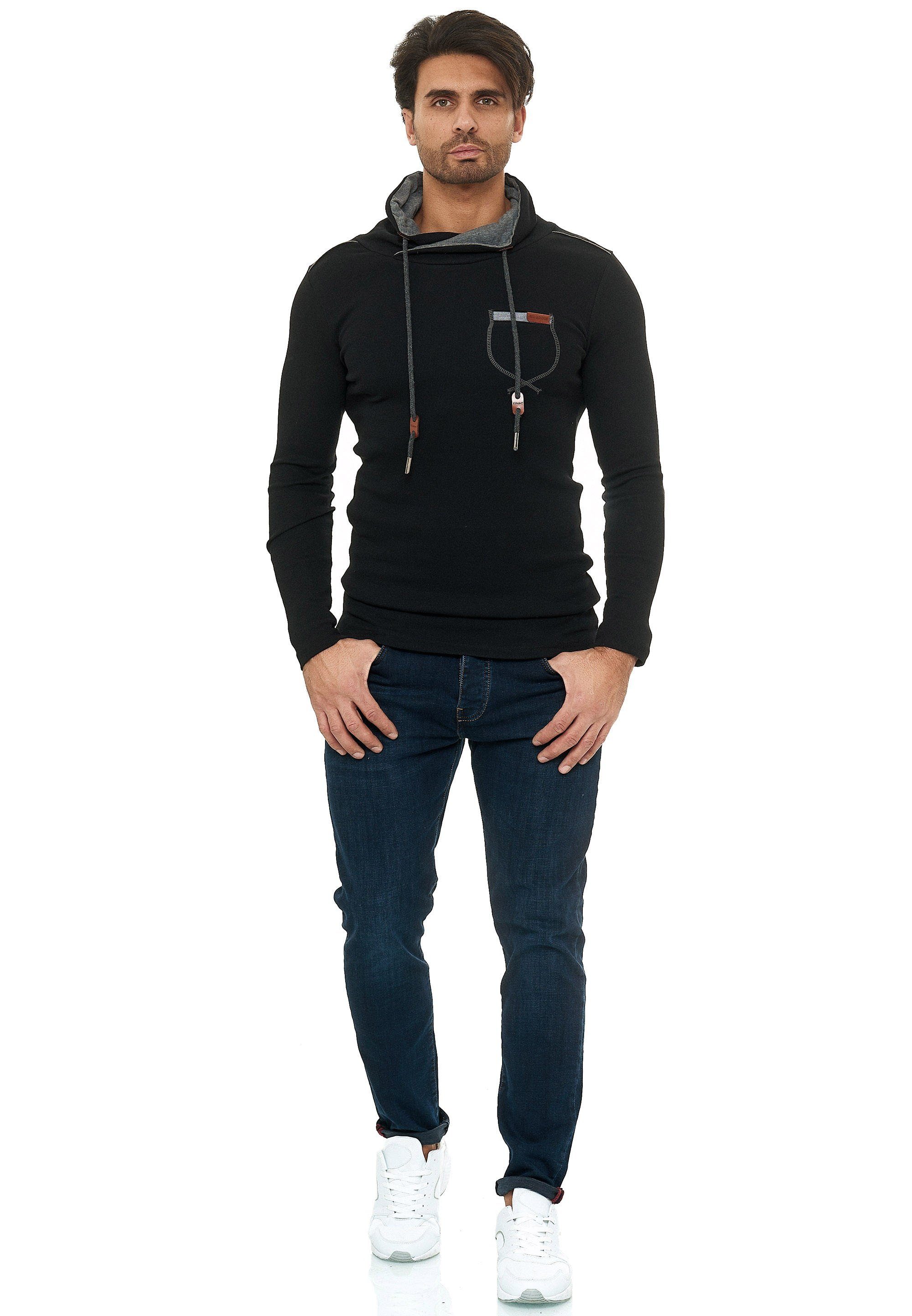 RedBridge Sweatshirt Santa Rosa mit hohem Kragen schwarz