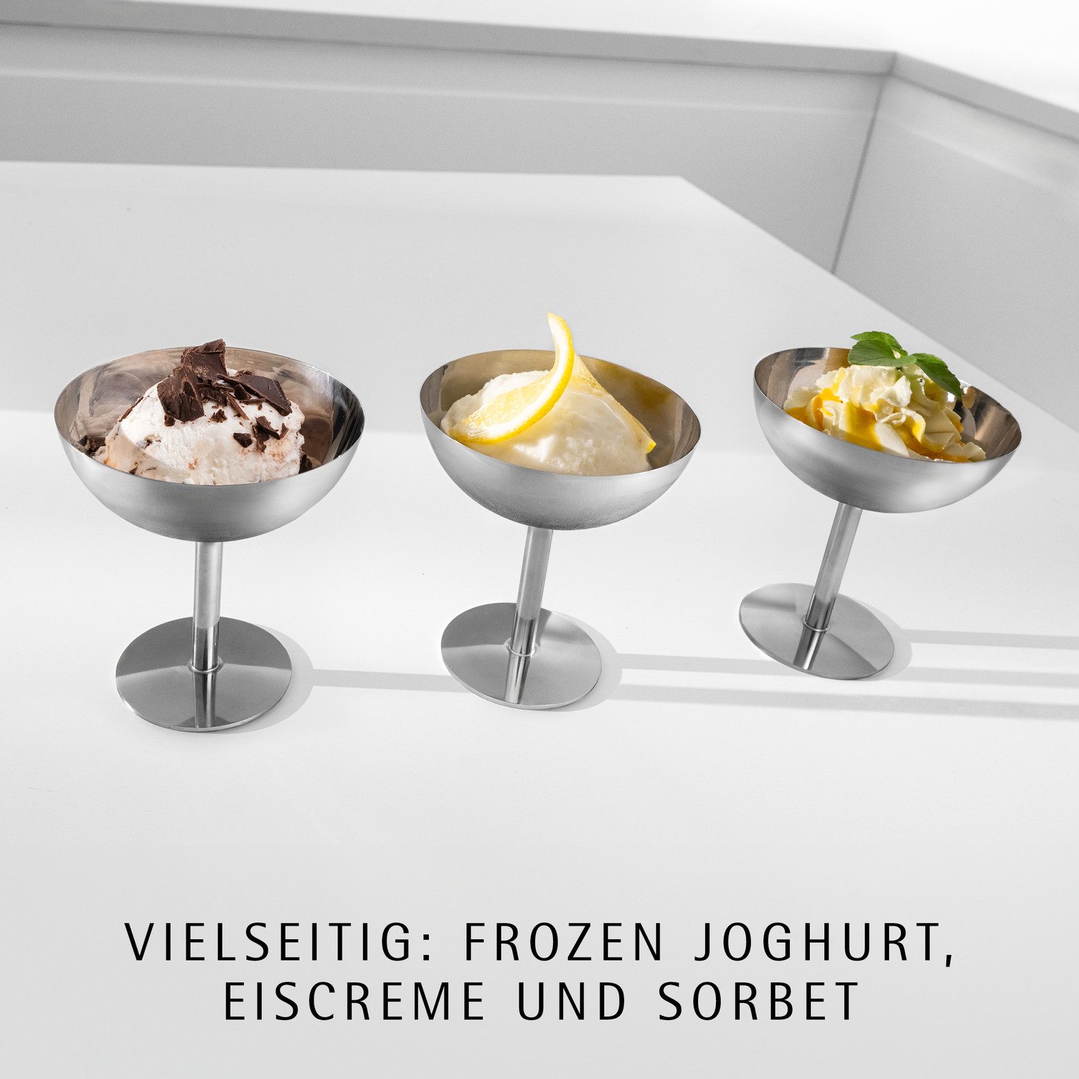 WMF Eismaschine KÜCHENminis® 3-in-1 Eiscreme/Frozen Yogurt/Sorbet, Eiswürfelbehälter, 0,3 l, 12 W, mit Timer für flexible Zubereitung, spülmaschinengeeignete Teile