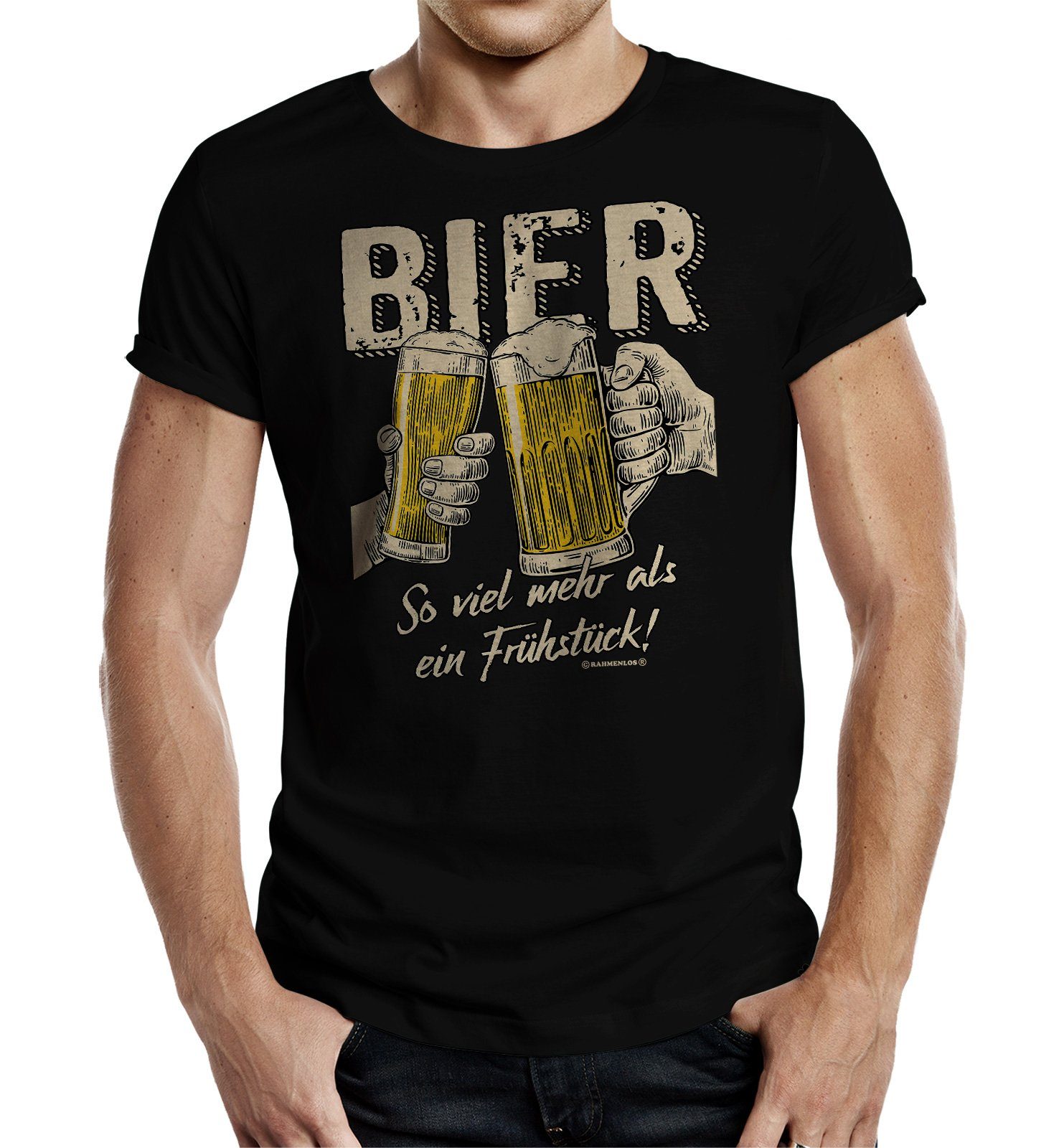 Rahmenlos T-Shirt Das Party Geschenk für Männer: Bier - so viel mehr als ein Frühstück