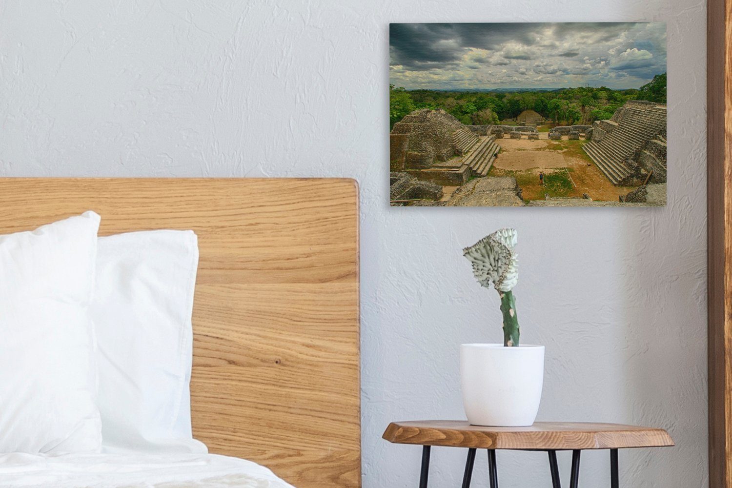 Aufhängefertig, im Leinwandbilder, Belize, OneMillionCanvasses® Maya Wanddeko, Die Stadt St), (1 Wandbild 30x20 nordamerikanischen der cm alte Leinwandbild