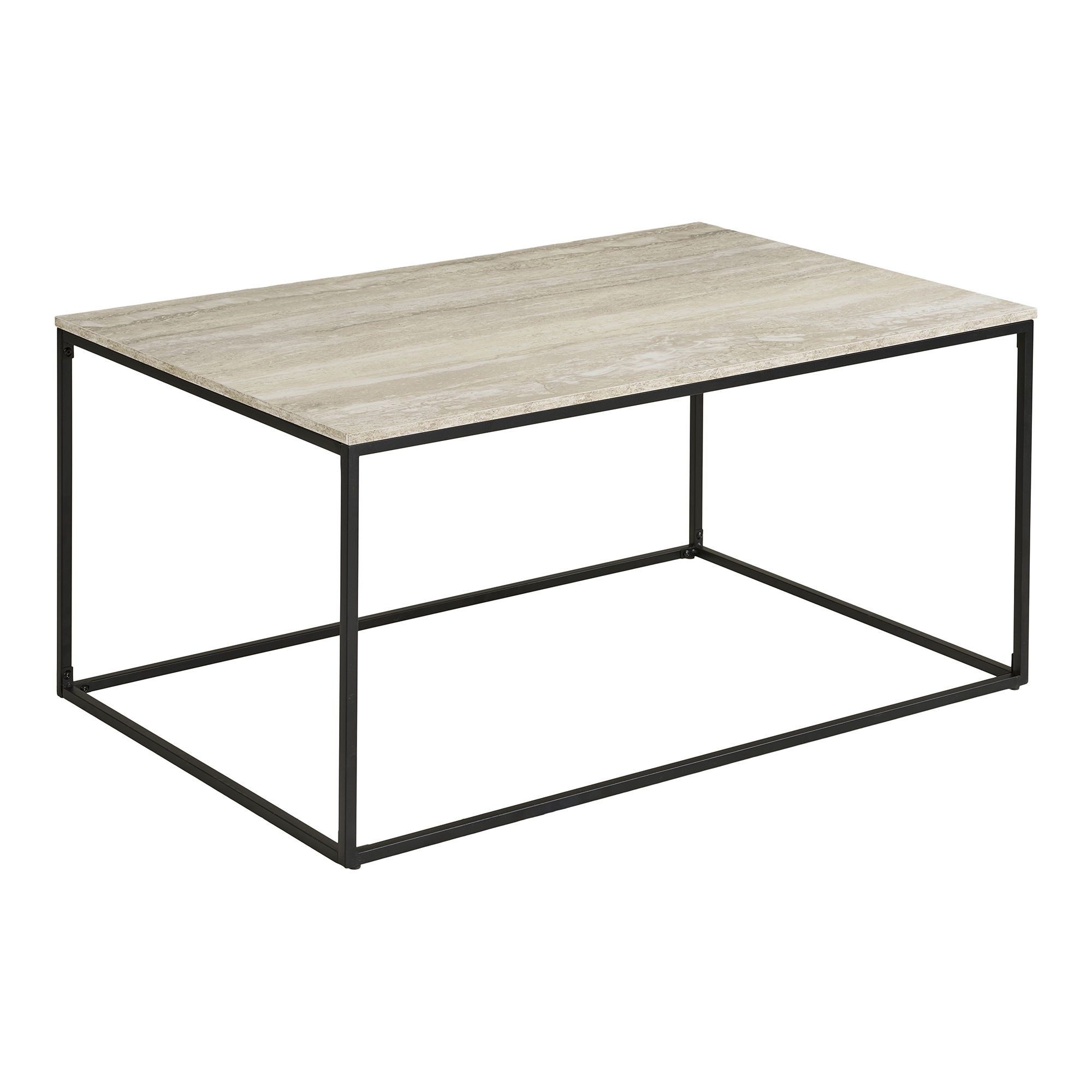 freiraum Couchtisch Vita, in Schwarz / Travertin Dekor - 90x45x60 (BxHxT)