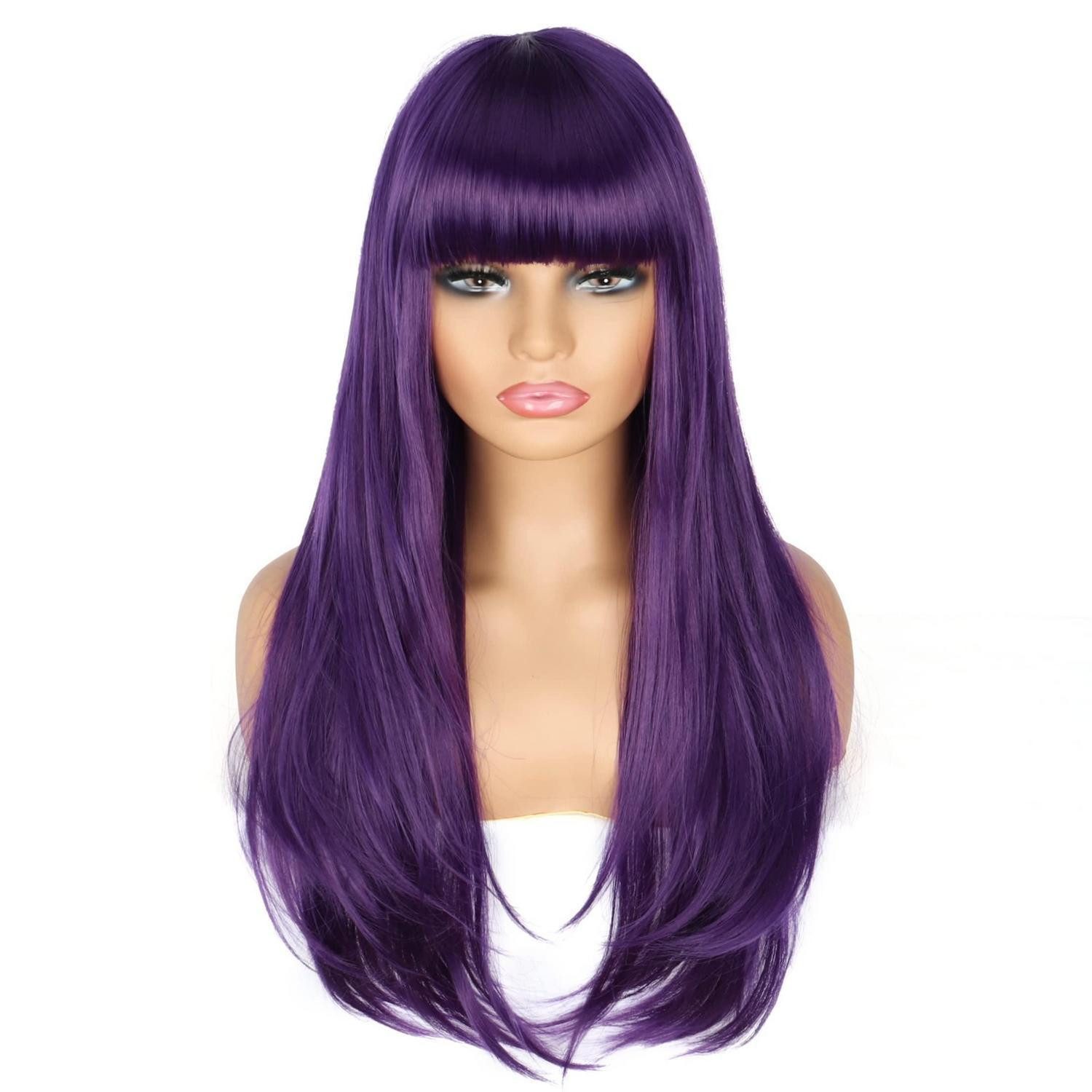 Kostüm-Perücke Perücke 70cm gerade Cosplay Pony Kunsthaar Halloween Lila
