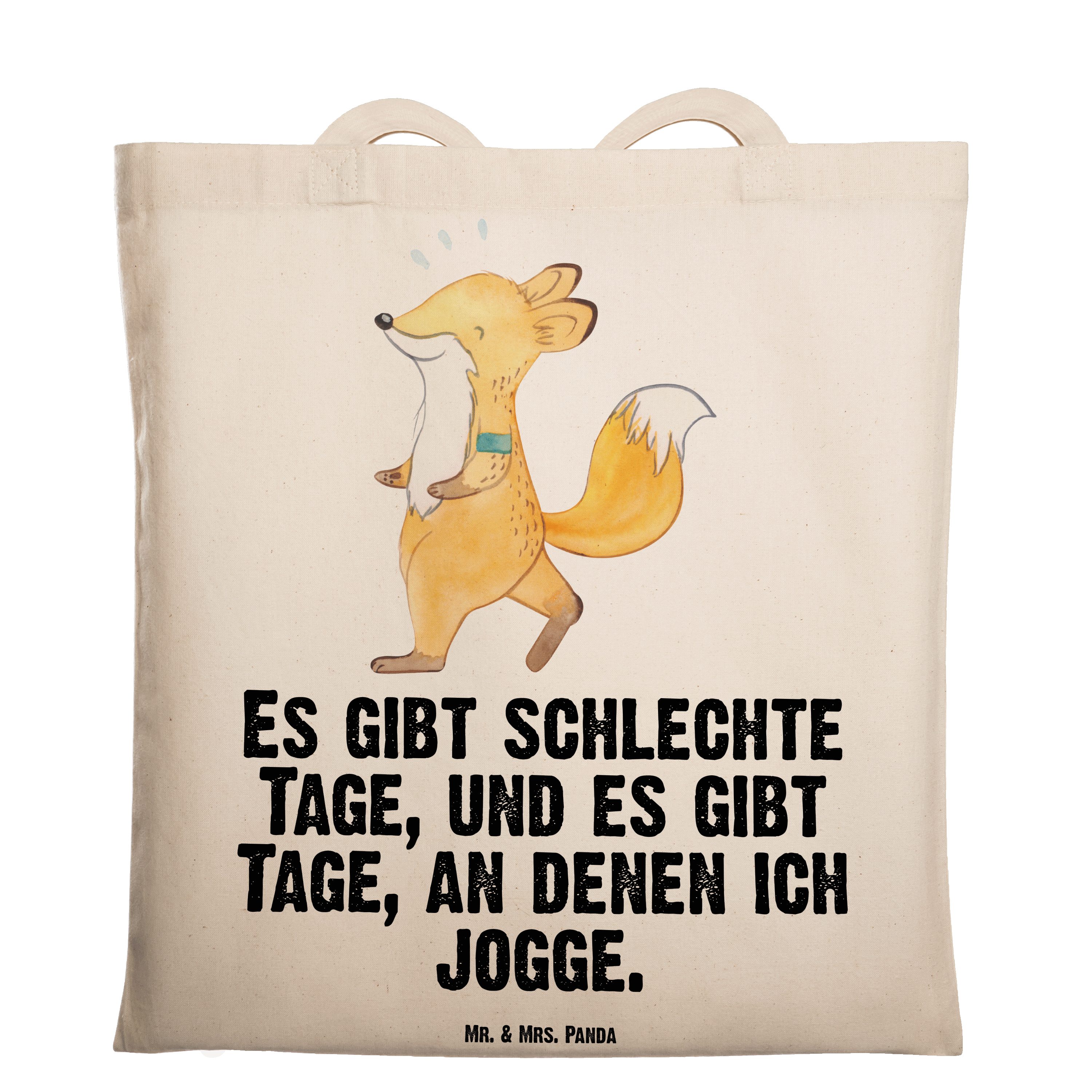 Mr. & Mrs. Panda Tragetasche Fuchs Joggen Tage - Transparent - Geschenk, Beuteltasche, Dauerlauf, (1-tlg)