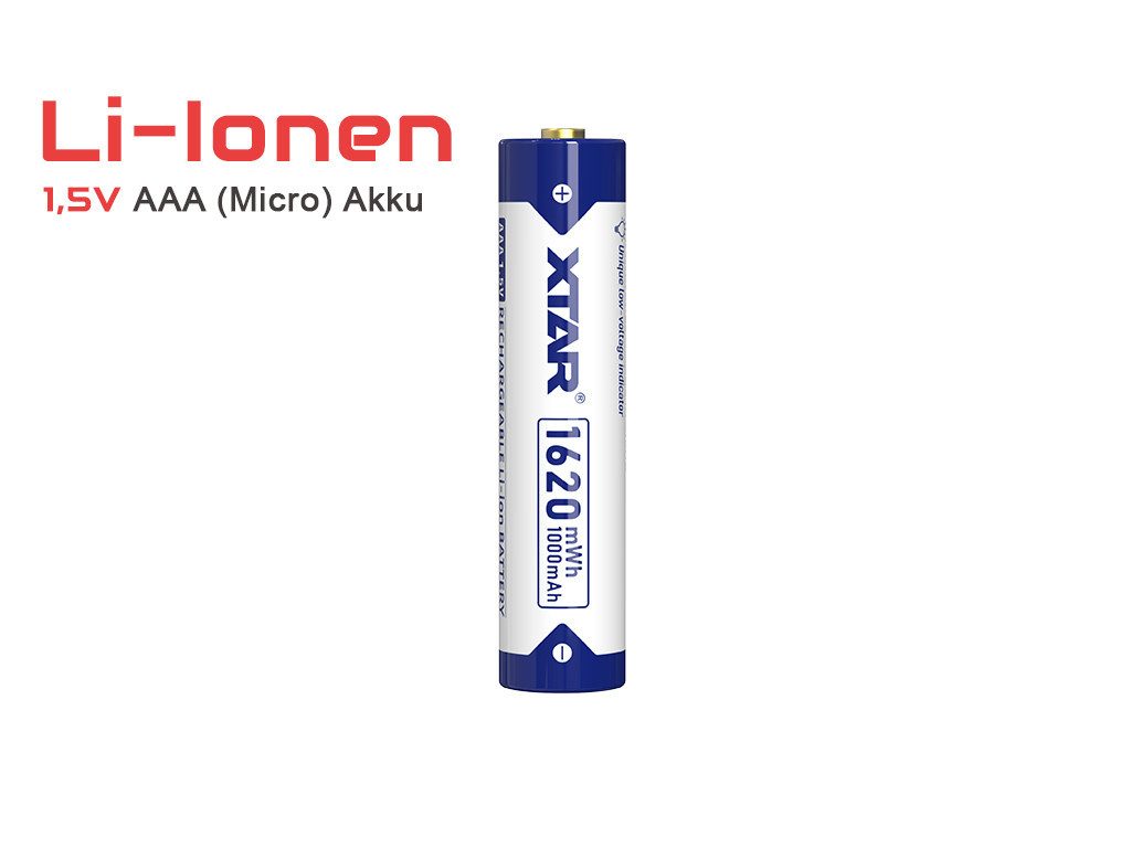 XTAR Stück Xtar AAA 1,5V 1620mWh (ca. 1000mAh) (Micro, LR03) Li-Ionen-Akku Akku (1 St)