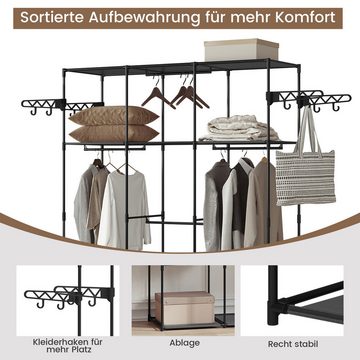 Woltu Garderobenständer, (1 St), Kleiderschrank offen, mit Ablagen Kleiderstangen Haken, Schwarz