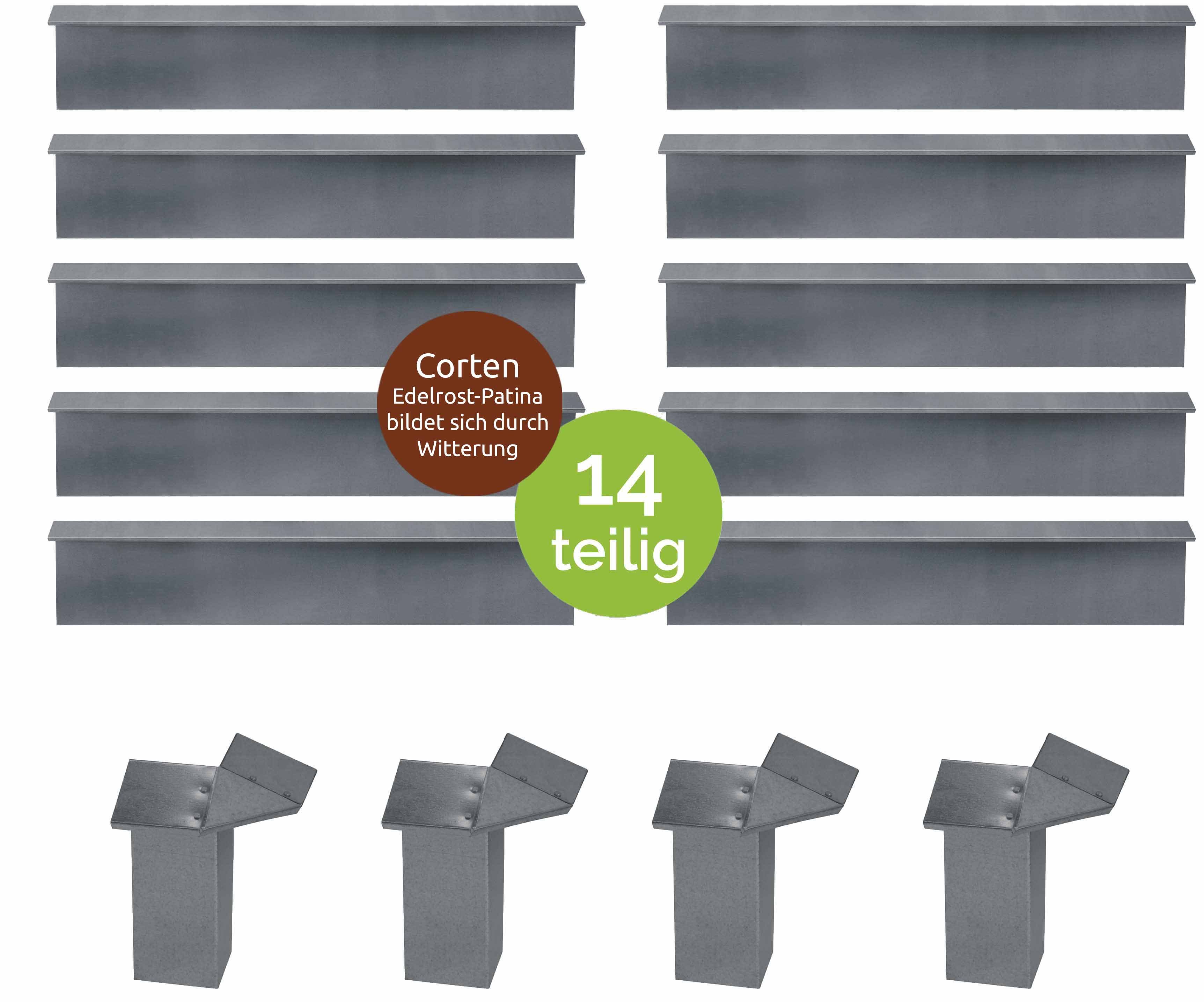 Schneckenzaun bellissa Schneckenblech Setartikel 100 x 20 cm corten - 14-teilig