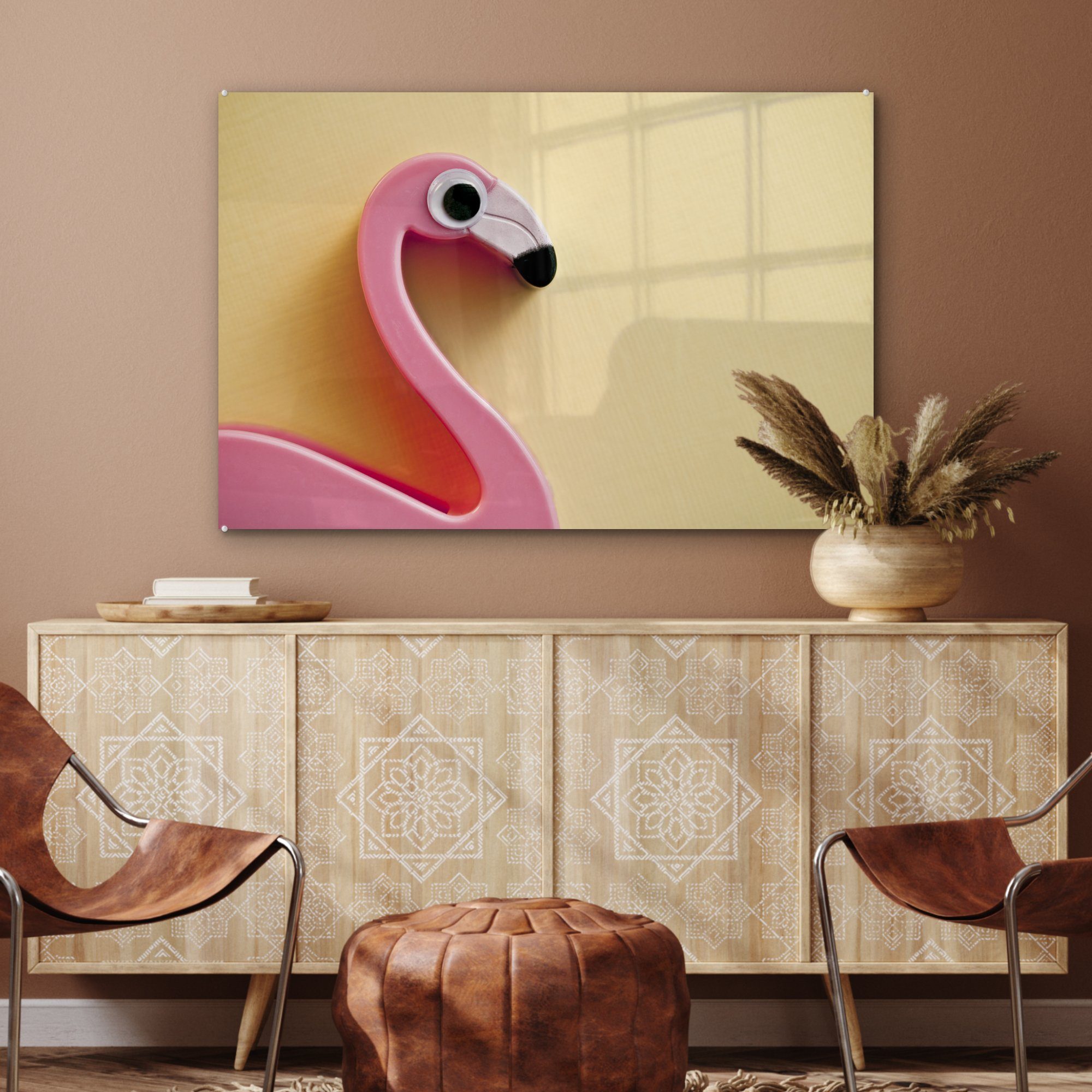 Acrylglasbild (1 großem mit Flamingo Acrylglasbilder Wohnzimmer St), & Schlafzimmer MuchoWow Auge,