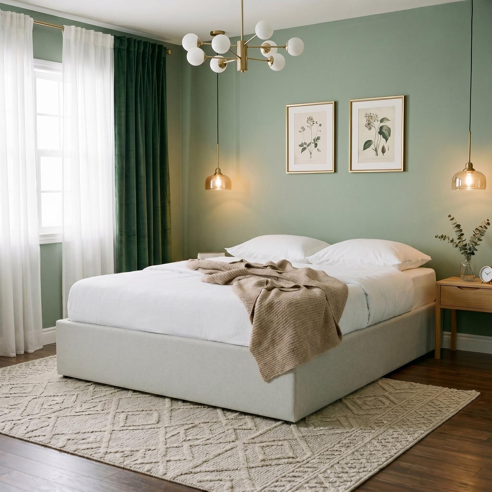 IDIMEX Futonbett BLISS, Polsterbett 160x200 cm mit Bettkasten und Lattenrot Leinenoptik Grau