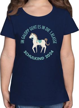 Shirtracer T-Shirt Im Galopp Schulkind 2024 Einschulung Mädchen