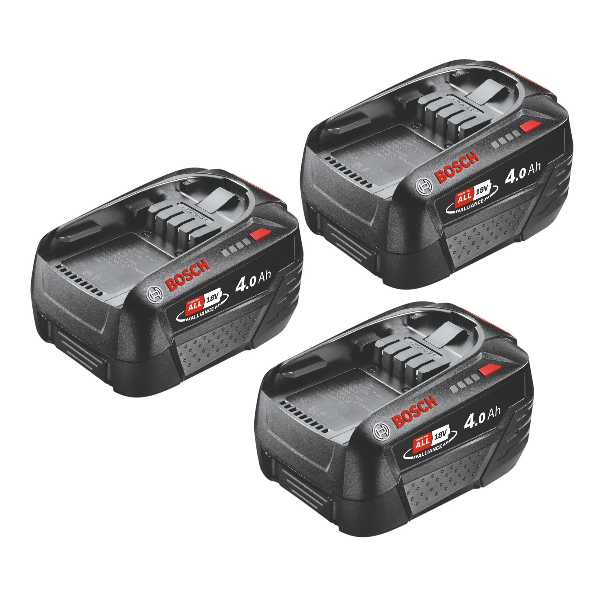 BOSCH 3x PBA 18V 4.0Ah W-C Akku 18 V 4,0 Ah POWER FOR ALL (3x 1600A011T8) Akkupacks