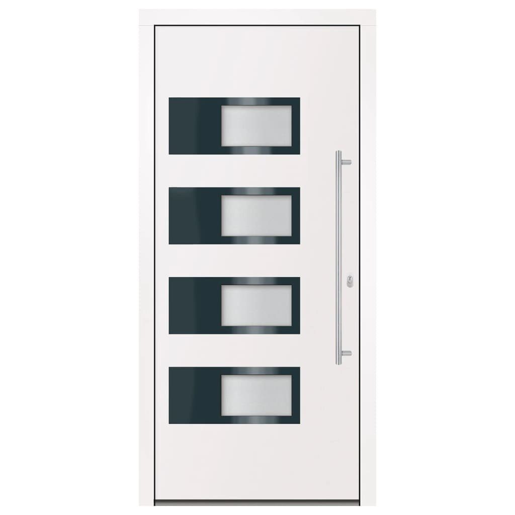 vidaXL Haustür 100 x 210 cm Hauseingangstür Haustür Weiß 100x210 cm Aluminium und PVC