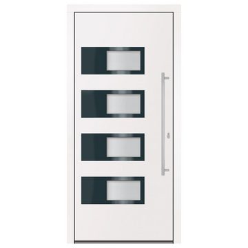 vidaXL Haustür Hauseingangstür Haustür Weiß 100x210 cm Aluminium und PVC Glas-Element