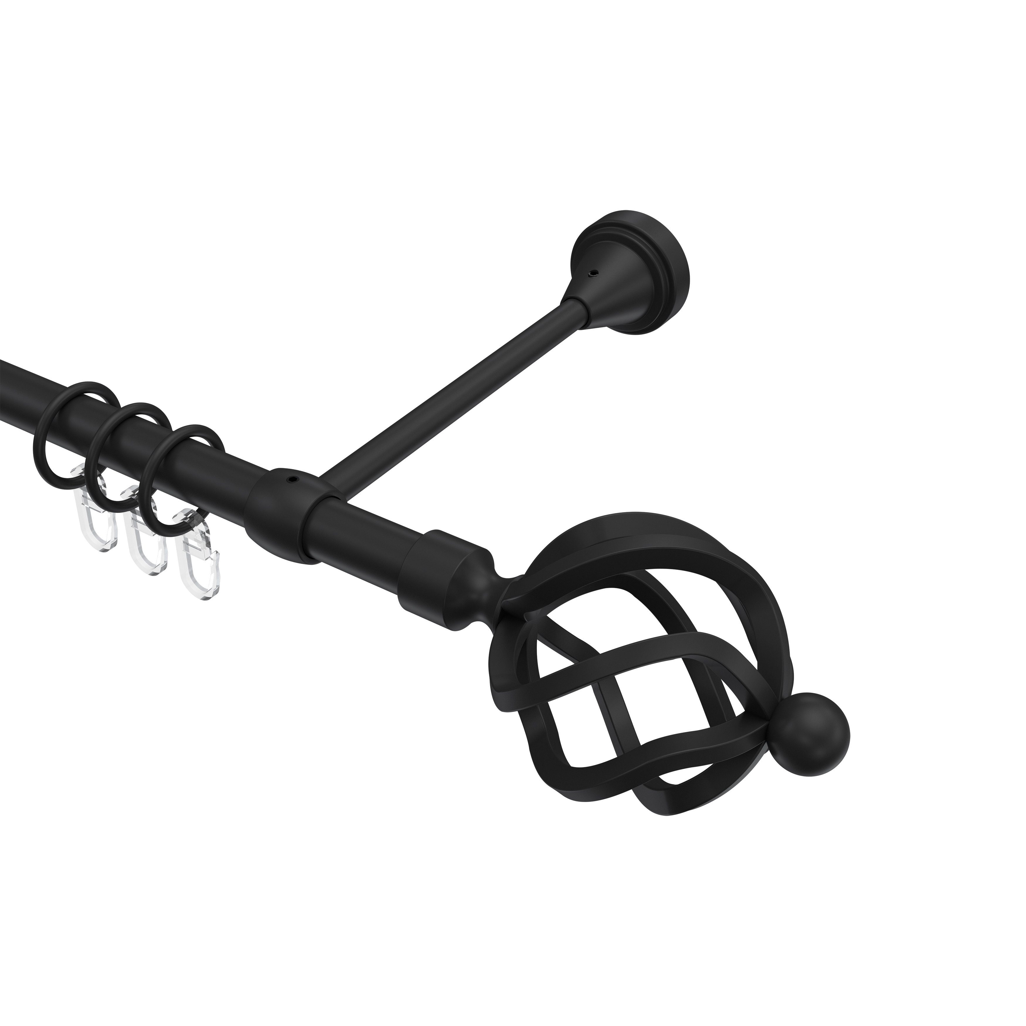 INTERDECO Gardinenstange Primus Paolo, Ø 16 mm, 1-läufig, Wandmontage, Deckenmontage, Schwarz