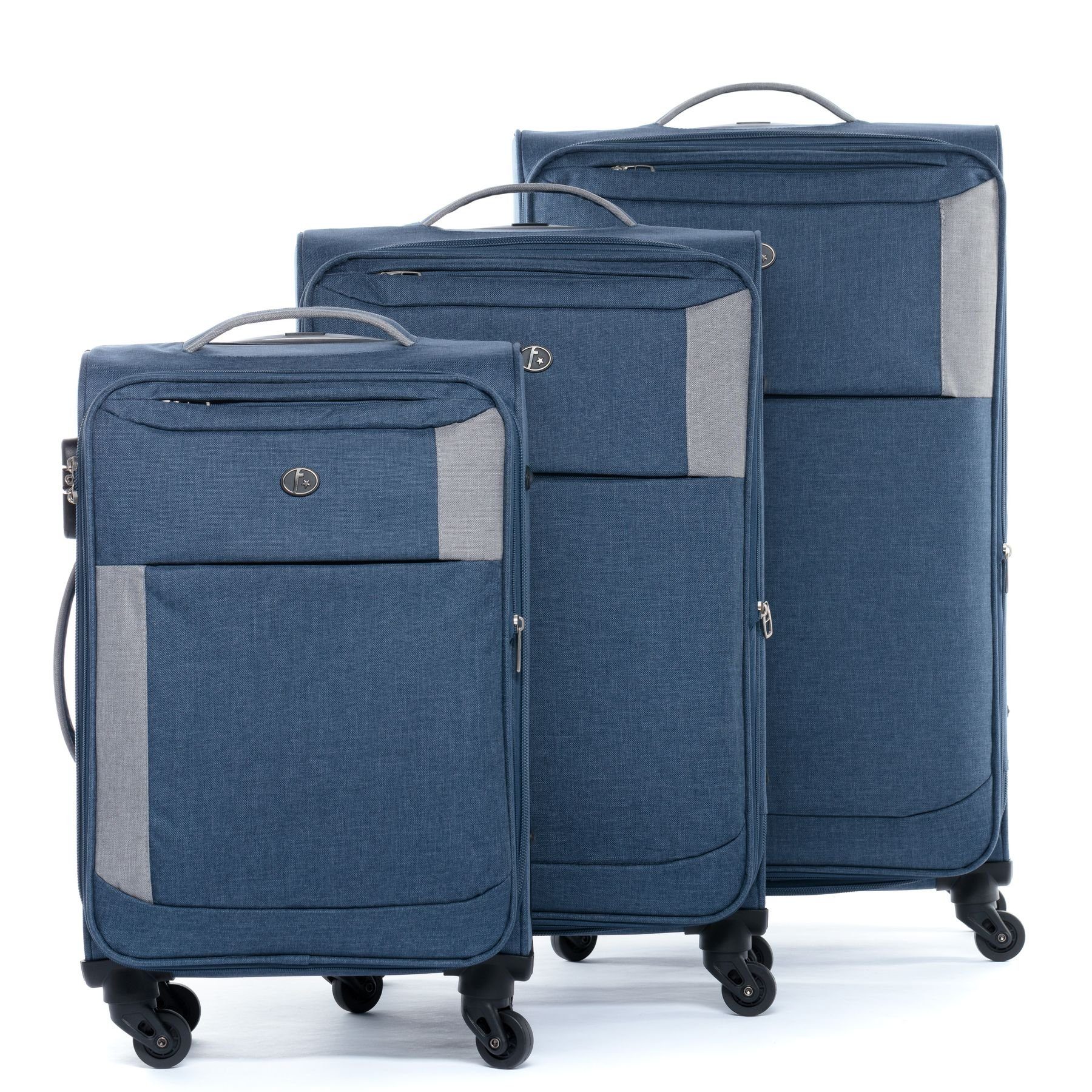 FERGÉ Kofferset Weichschale 3 teilig Koffer Set erweiterbar St.-Tropez, 4 Rollen, (3er Kofferset stabil und leicht mit Zahlenschloß, 3 tlg., Weichschalen-Trolley Set 3 Größen Handgepäck Koffer M XL), Trolley 3er Koffer Set, Reisekoffer 4 Rollen, Premium Rollkoffer