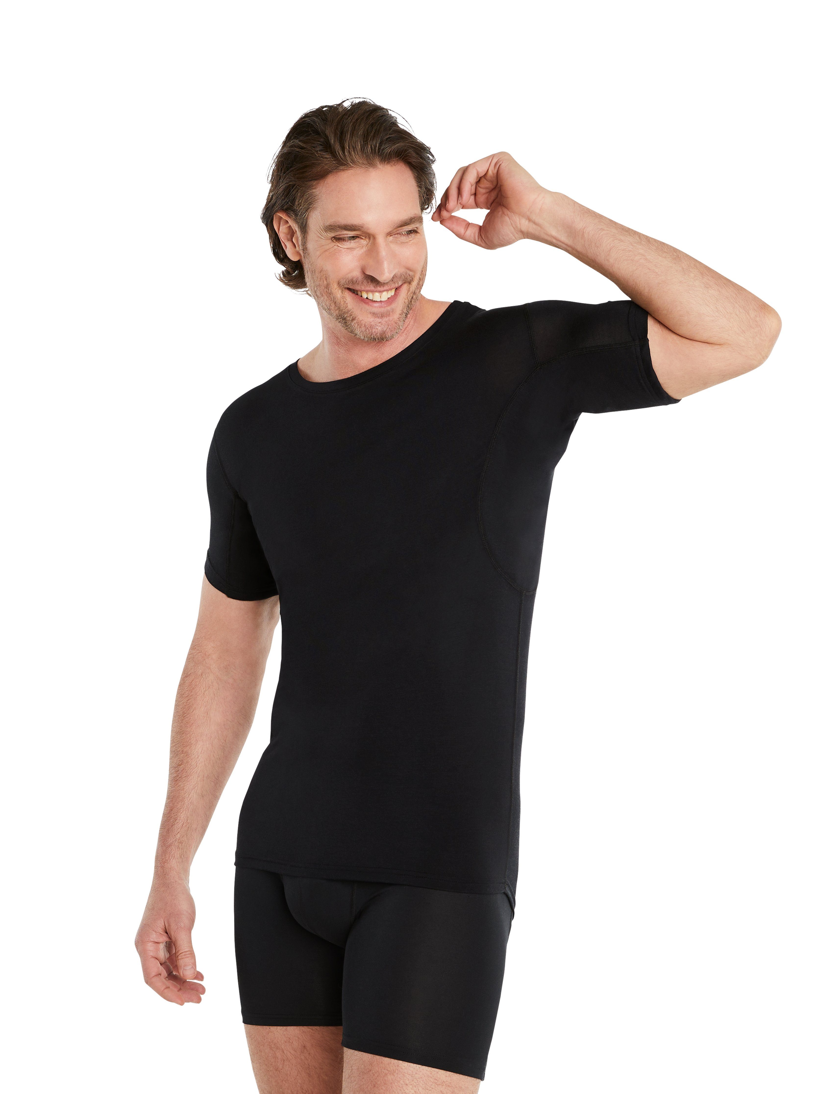 FINN Design Unterhemd Anti-Schweiß Unterhemd Herren mit Rundhals 100% Schutz vor Schweißflecken, garantierte Wirkung Schwarz