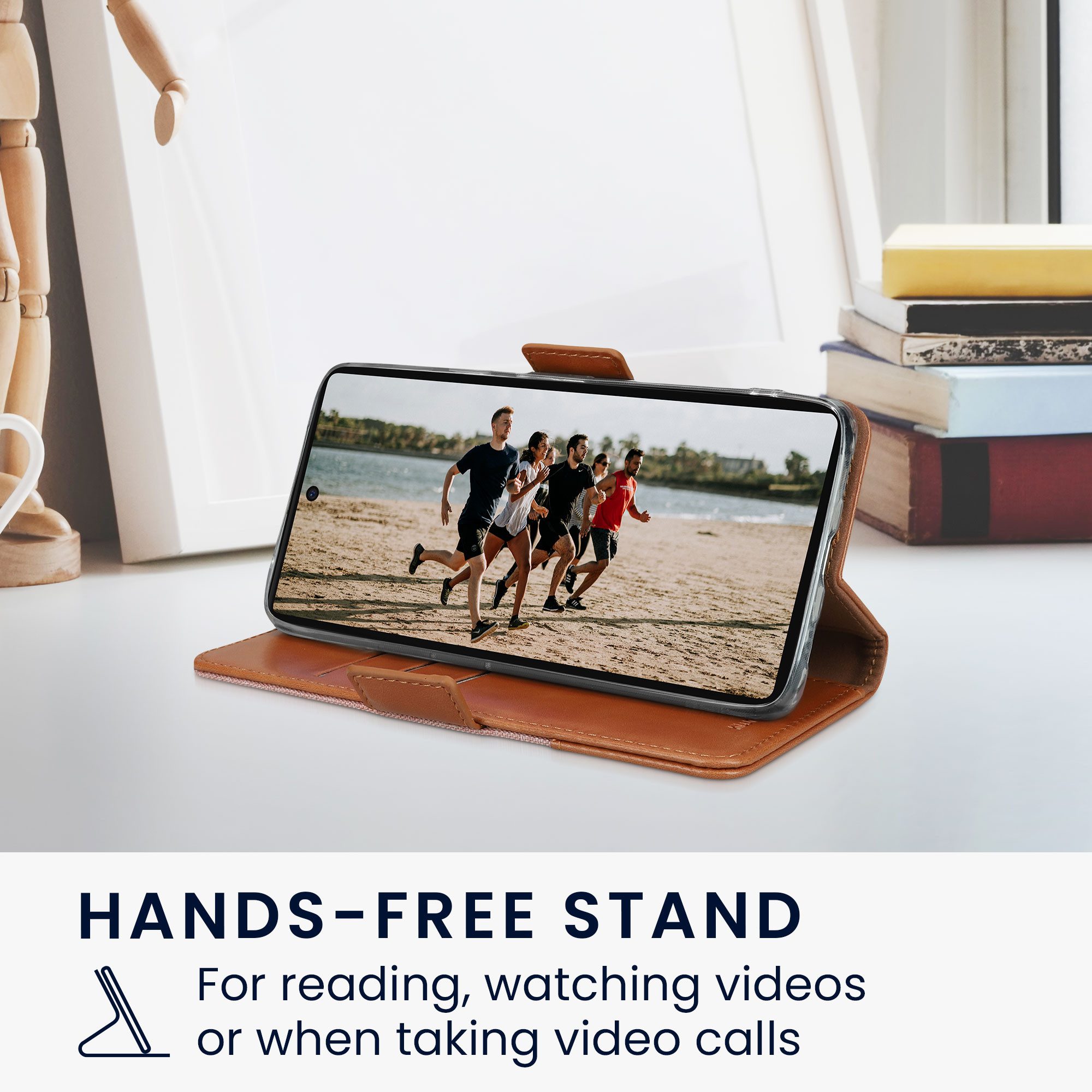 kwmobile Handyhülle Hülle klappbar für Google Pixel 7a Handyhülle, Kunstleder Flip Case mit Schlaufe und Standfunktion - Cover