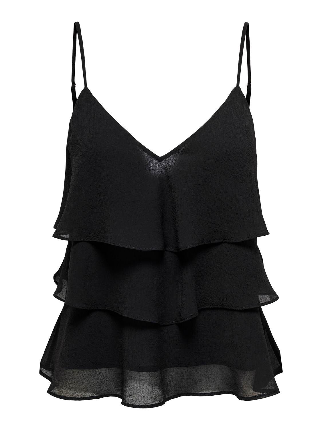 ONLY Trägertop ONLLINN LIFE FLOUNCE SINGLET WVN NOOS Kunstfaser, regular fit
