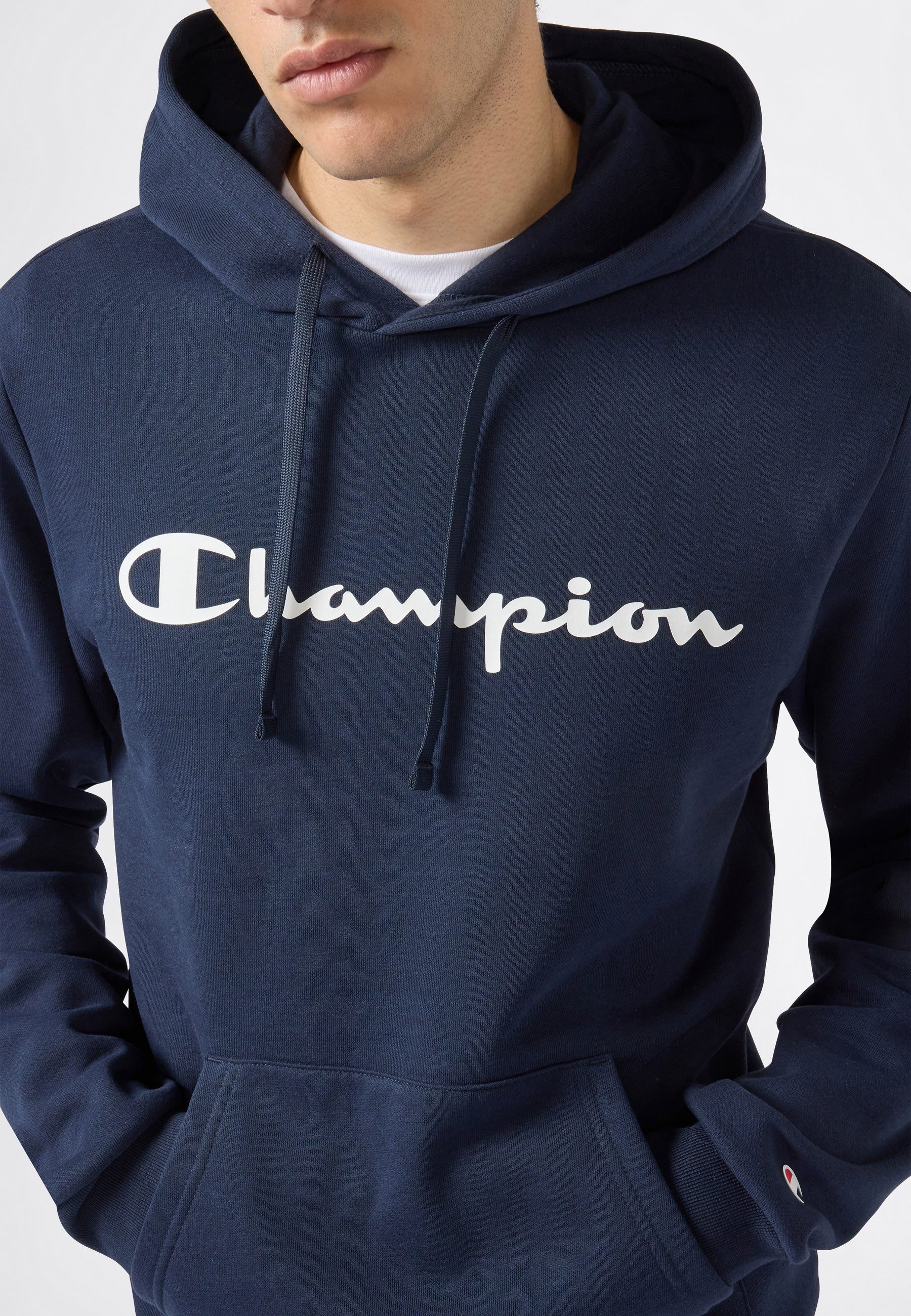 Champion Kapuzensweatshirt BASICS Fleece Hoodie Large Logo Kapuzensweatshirt, Langarm, aus Baumwolle und Polyester