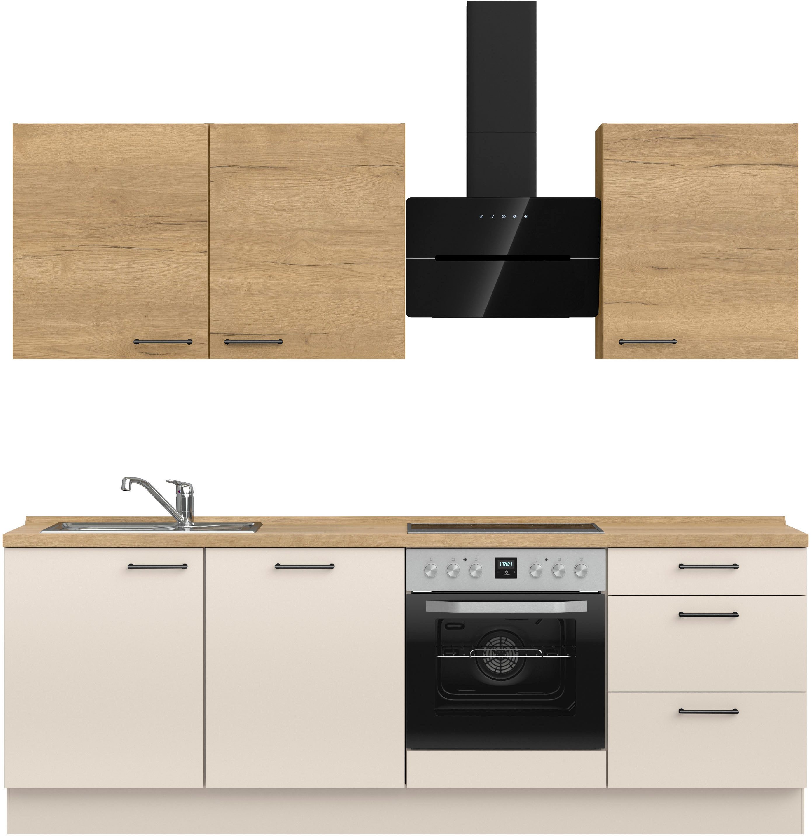 nobilia® Küchenzeile "MIAMI", NEU: individuell anpassbar mit gratis Profi-Beratung, vormontiert, Breite 240 cm, Ausrichtung wählbar, wahlw. mit E-Geräten