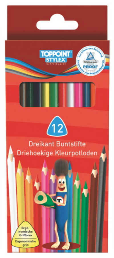 Stylex Schreibwaren Buntstift 36 (3x 12Stk) Dreikant Buntstifte 12 Farben Farbstifte