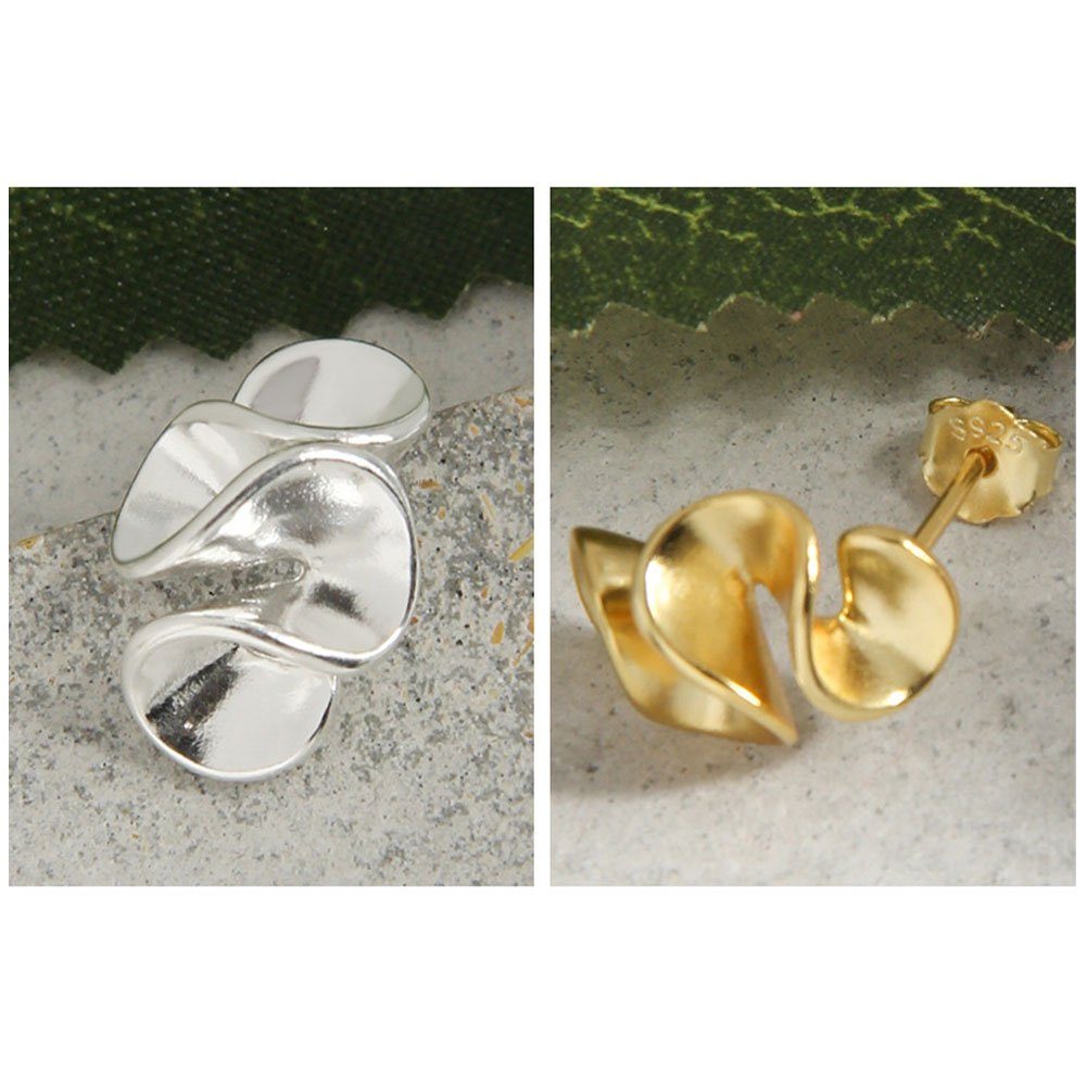 Damenschmuck Ohrringe Ohrstecker Ohrhänger Paar Gold Linien Paar 925Silber (2 minimalistische Stück), Hochzeits-Accessoires AUzzO~