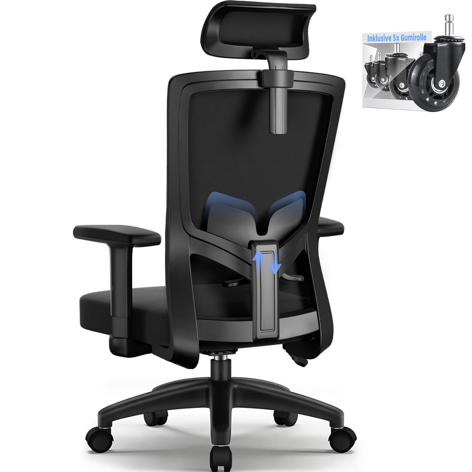 Lexzurn Bürostuhl Bürostuhl ergonomisch, Schreibtischstuhl 3D Memory-Schaum günstig online kaufen