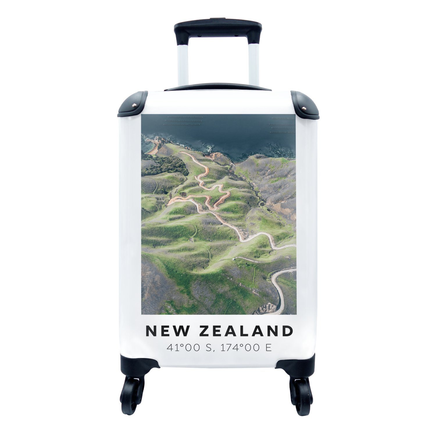 Trolley, Handgepäck 4 mit rollen, Neuseeland Grün, Handgepäckkoffer Reisetasche Strand Rollen, Reisekoffer Berge - für MuchoWow Ferien, - -
