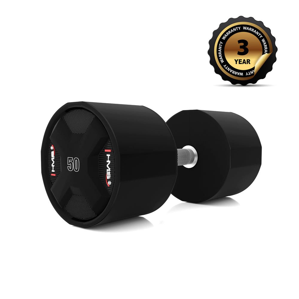 HMS Kurzhantel Polyurethan-Hantel Fitnesshantel 50 kg, (Set, verchromter Griff), Hohe Stoßfestigkeit, formstabil und ideal für intensive Nutzung