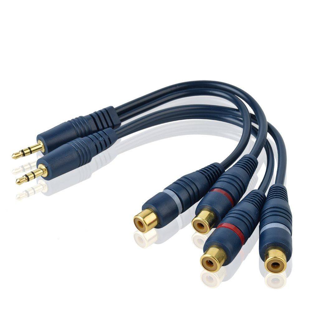 euroharry 20 cm 3,5 mm Stereo-Stecker auf Dual-Cinch-RCA-Buchse Audio-Adapter Audio- & Video-Adapter