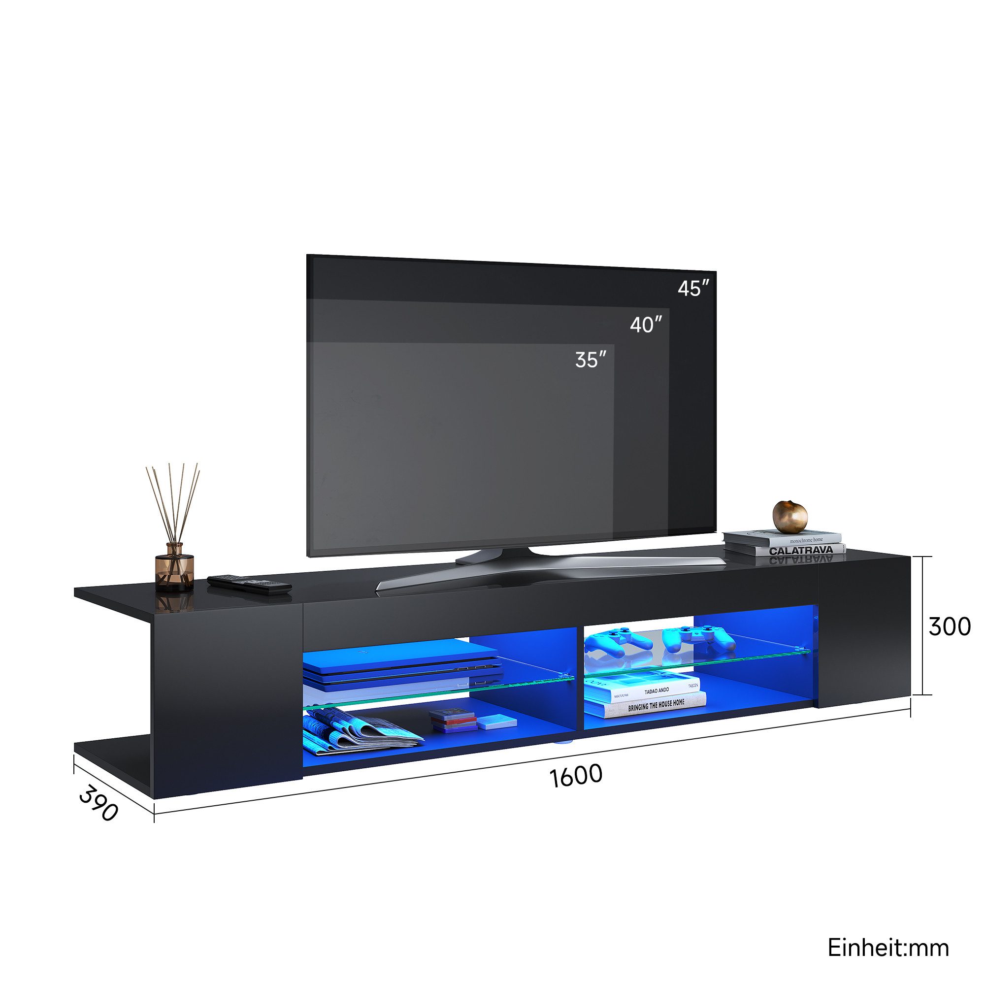 SONNI Lowboard TV Schrank schwarz/weiß, Lange günstig online kaufen