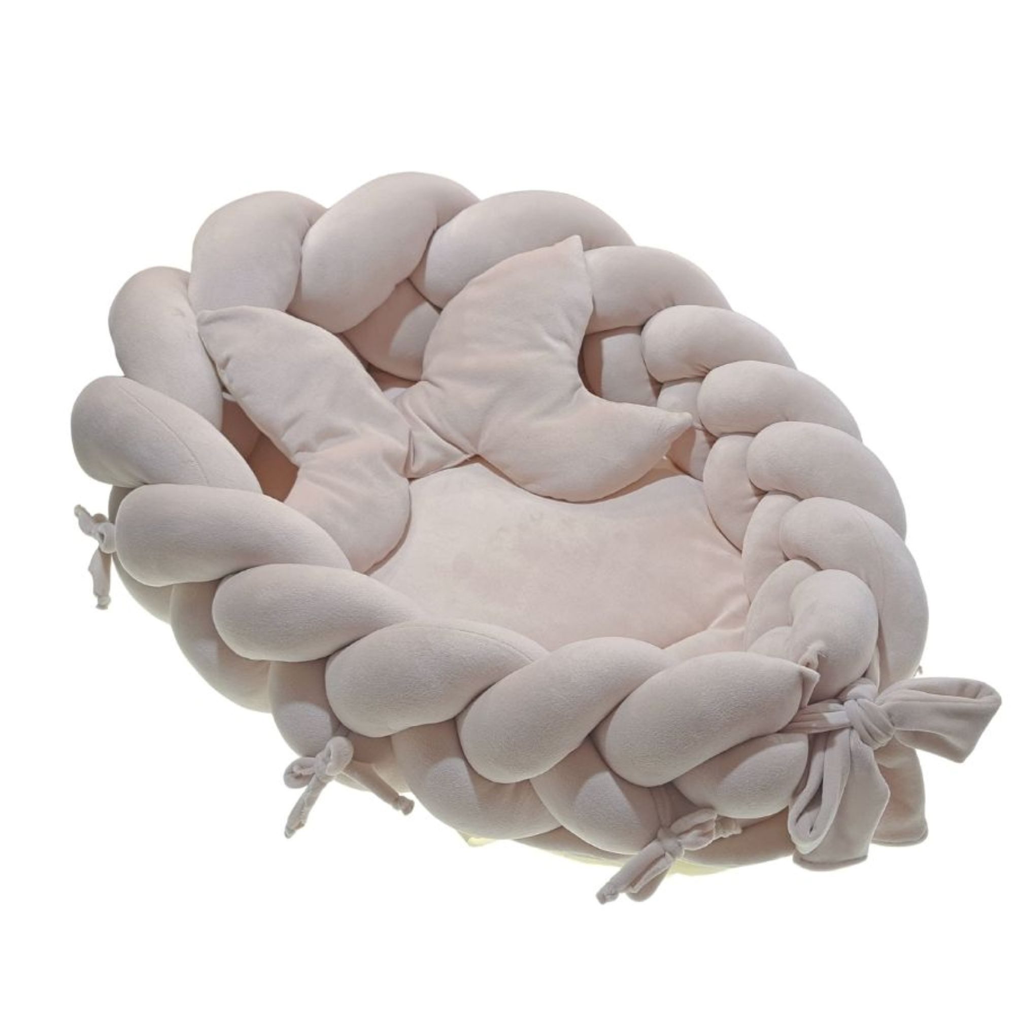 LuMali Kuschelnest 3in1 Babynest XXL Kokon Zopf Matte Kissen superweich wendbar doppelt, (3-teiliges Set: Zopf, Matte, Kissen), Neugeborene Baumwolle Velour antiallergisch wendbar Geschenk Geburt