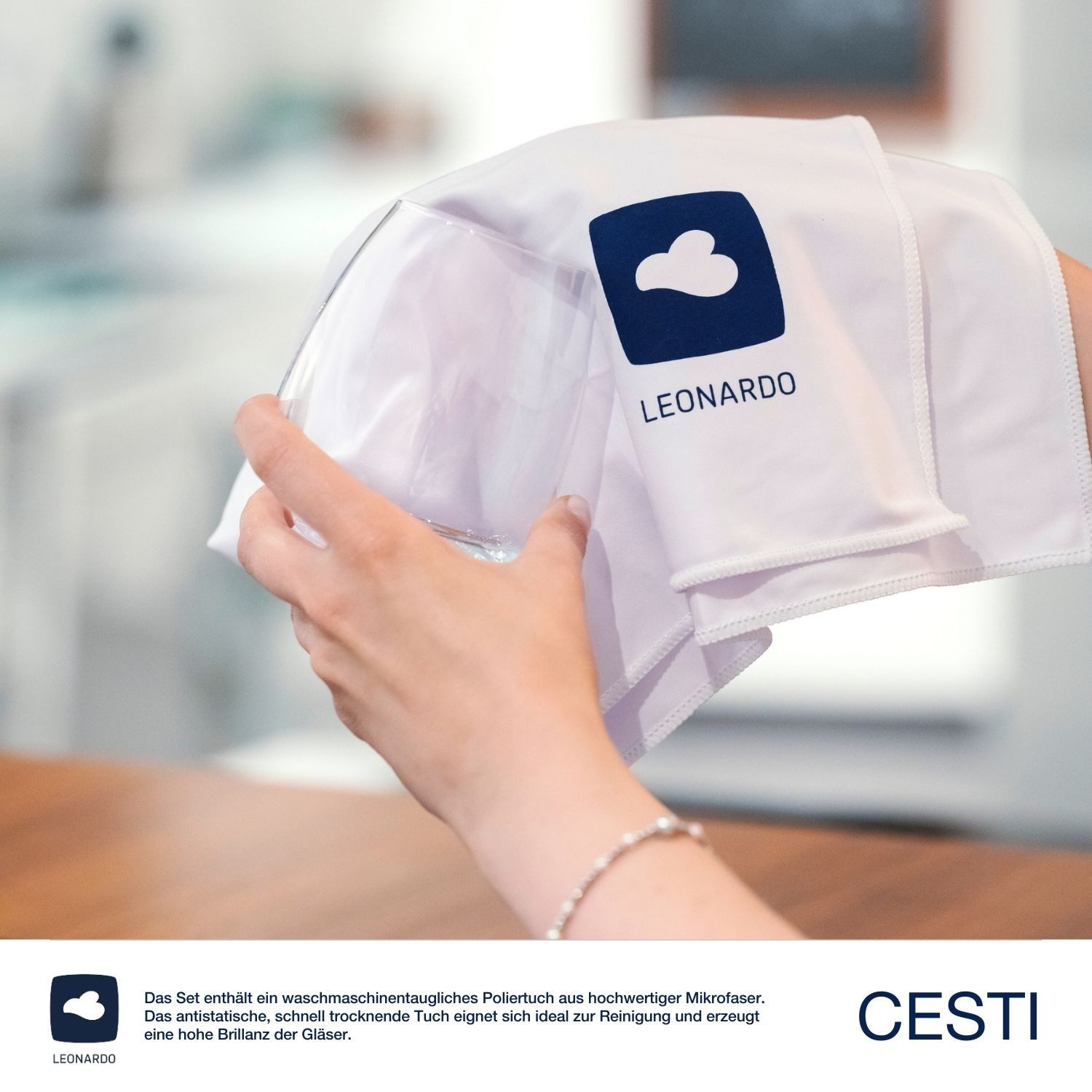 LEONARDO Gläser-Set Trinkgläser CESTI + Poliertuch, 7-tlg., Kristallglas, 6 Trinkgläser mit Poliertuch