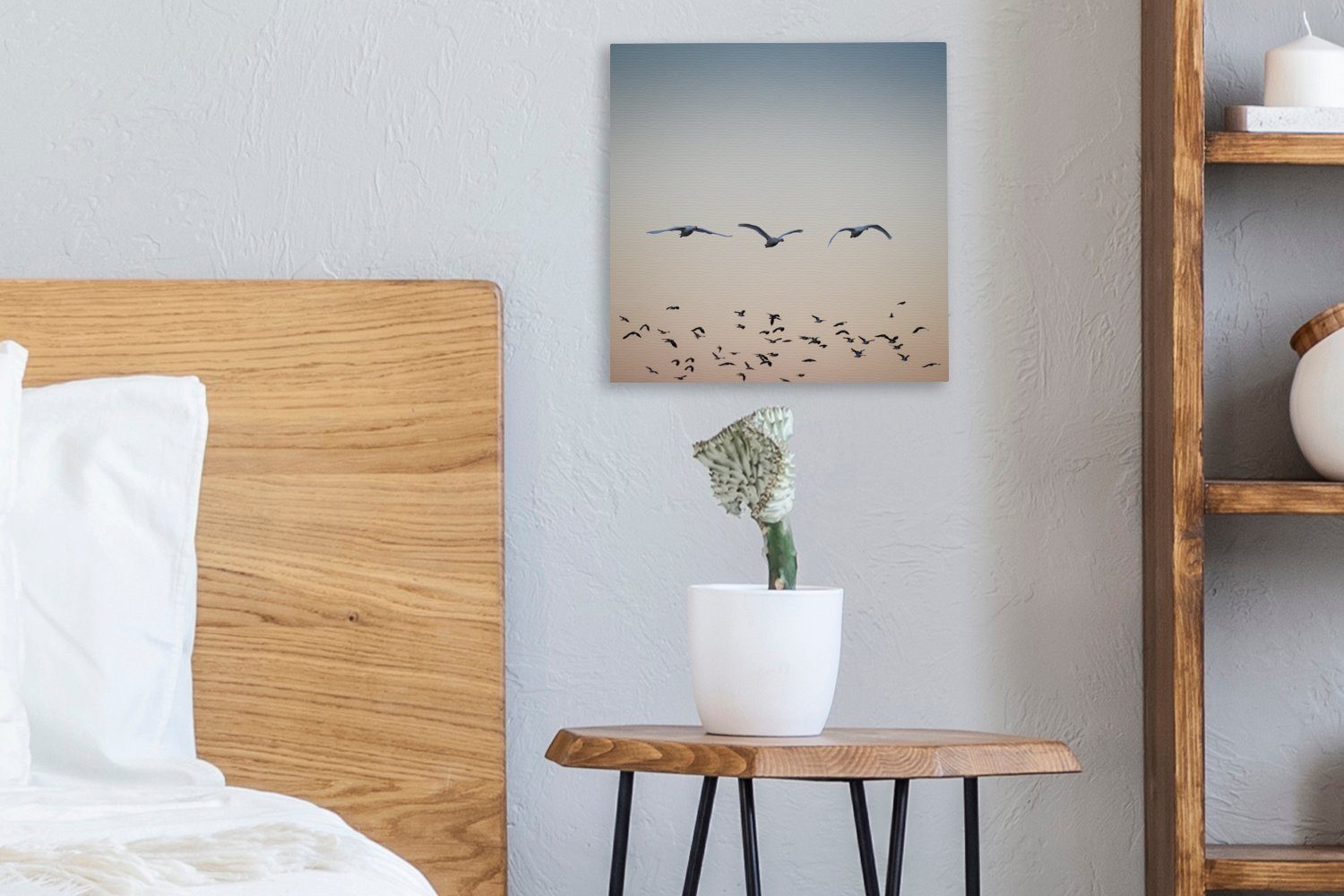 Bilder (1 - OneMillionCanvasses® St), Leinwandbild Sonnenuntergang, Schlafzimmer - für Wohnzimmer Vogel Leinwand Schwan