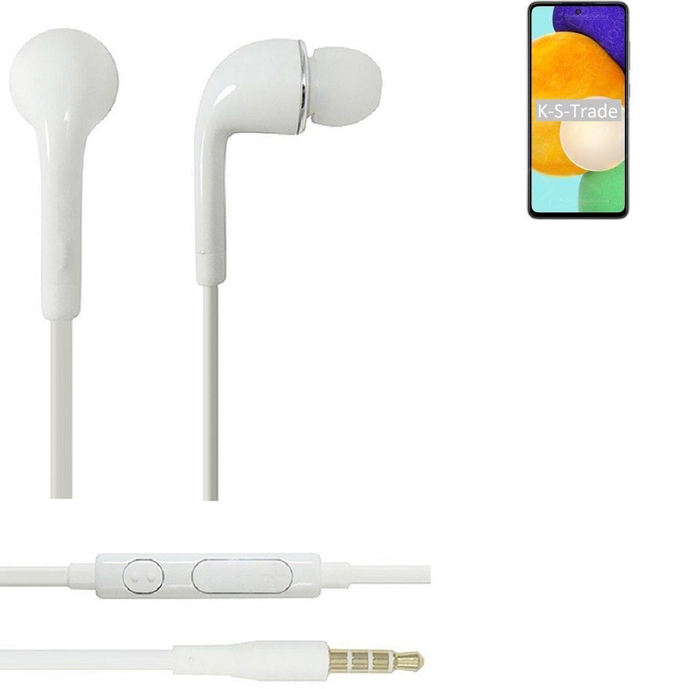 K-S-Trade für Samsung Galaxy A52 5G In-Ear-Kopfhörer (Kopfhörer Headset mit Mikrofon u Lautstärkeregler weiß 3,5mm)