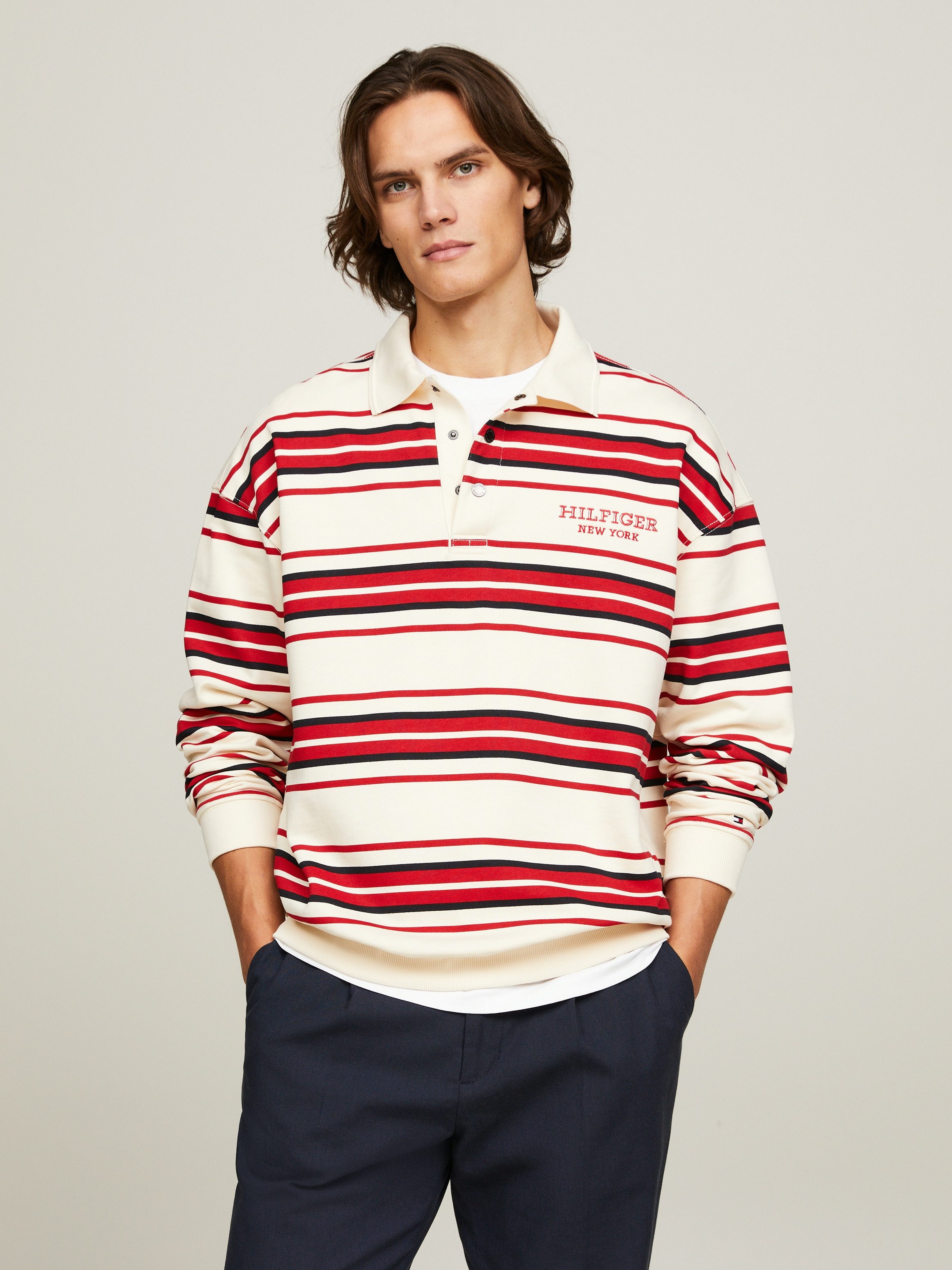 Tommy Hilfiger Rugbyshirt MONOTYPE STRIPE RUGBY Markenstickerei