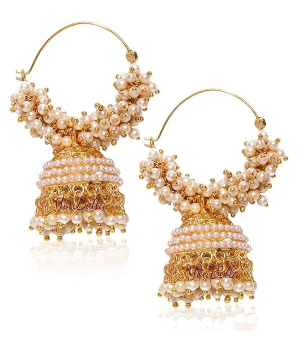 YouBella Ohrhänger-Set Vergoldete Reif-Ohrringe Für Damen & Mädchen (Enthaltene Komponenten: 1 Paar Ohrringe, Künstlicher Schmuck, Perfekt für besondere Anlässe), Modisch & Schöne stilvolle Ohrringe